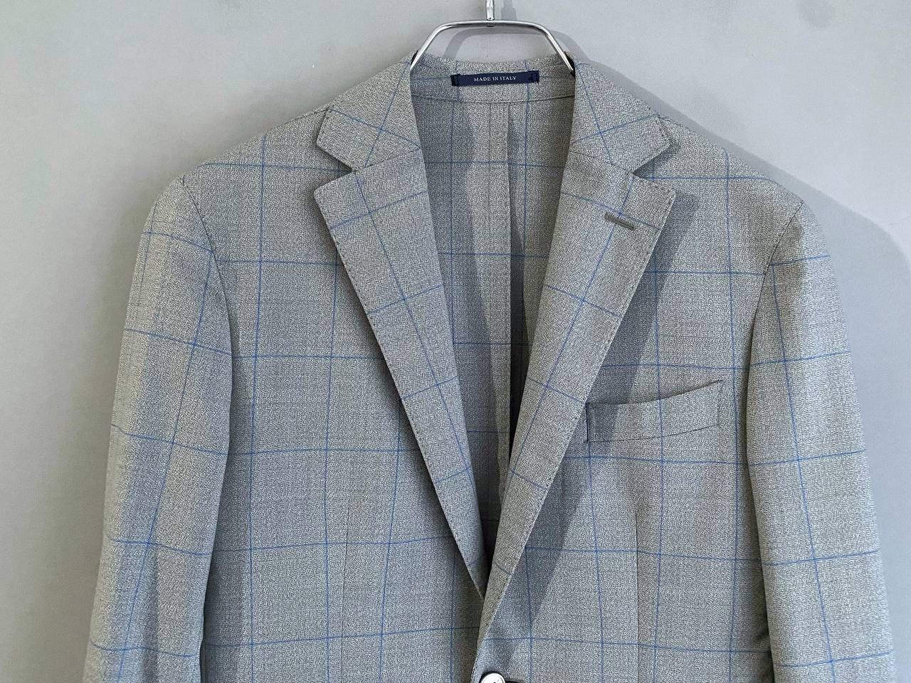 Boggi Boggi Milano 120's Wool Gray/Blue Сhecked Men's Blazer, 46R Size 46R - 4 Thumbnail