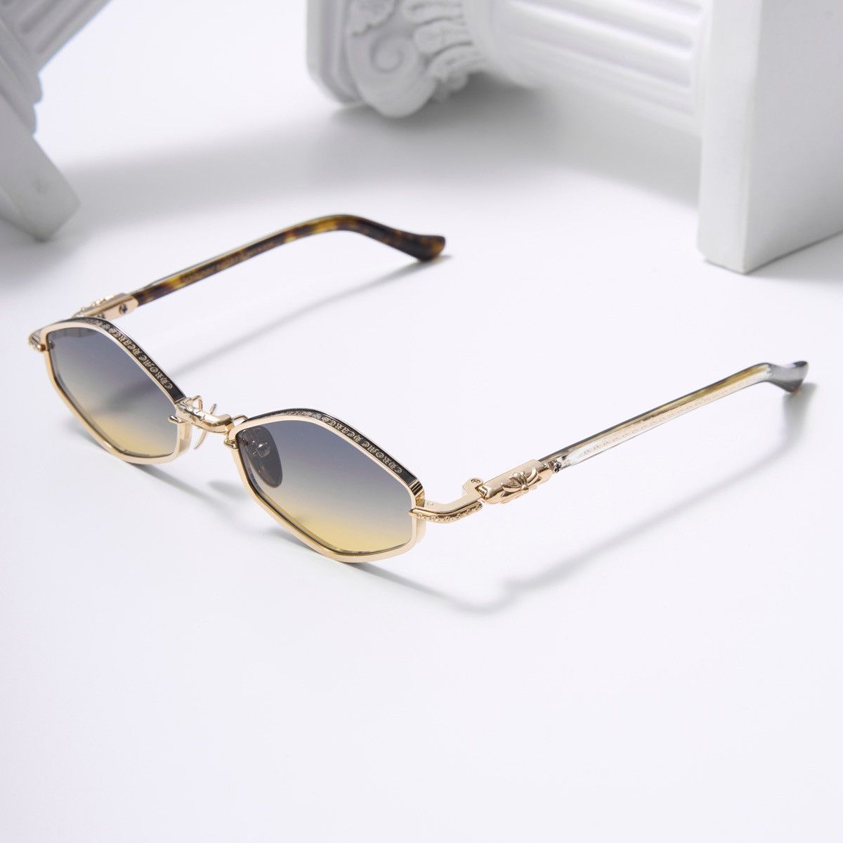 Chrome Hearts CHROME HEARTS NIP SLIP GOLD PLATED DARK TORTOISE SUNGLASSES Size ONE SIZE - 2 Thumbnail
