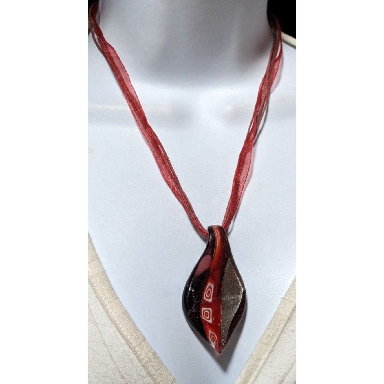 Other Red And Black Glass Leaf Pendant Necklace Size ONE SIZE - 10 Thumbnail