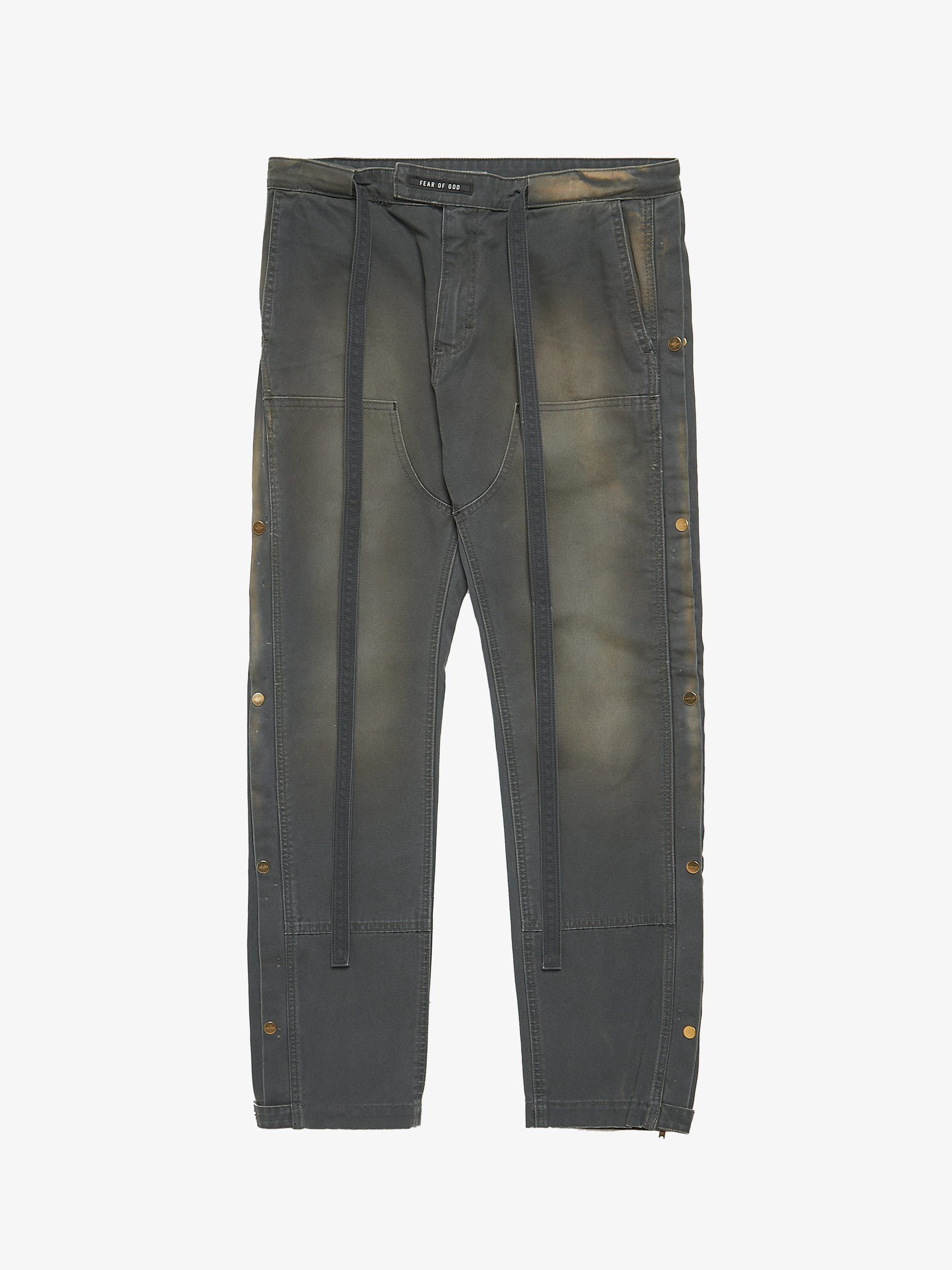 image of Fear Of God Washed Gray Side Zipped Belted Heavy Cotton Jeans in Grey, Men's (Size 34)