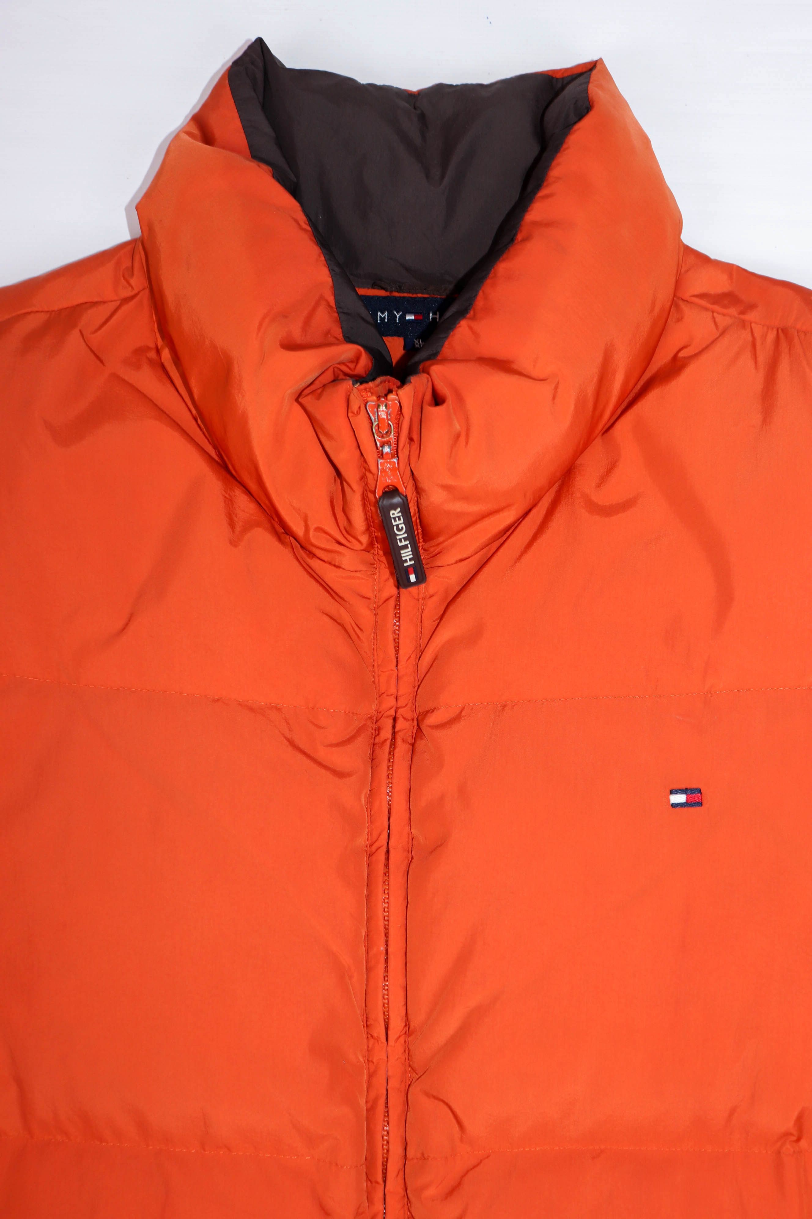 Tommy Hilfiger Tommy Hilfiger Vintage Orange Nylon Down Puffer Jacket Size US L / EU 52-54 / 3 - 4 Thumbnail