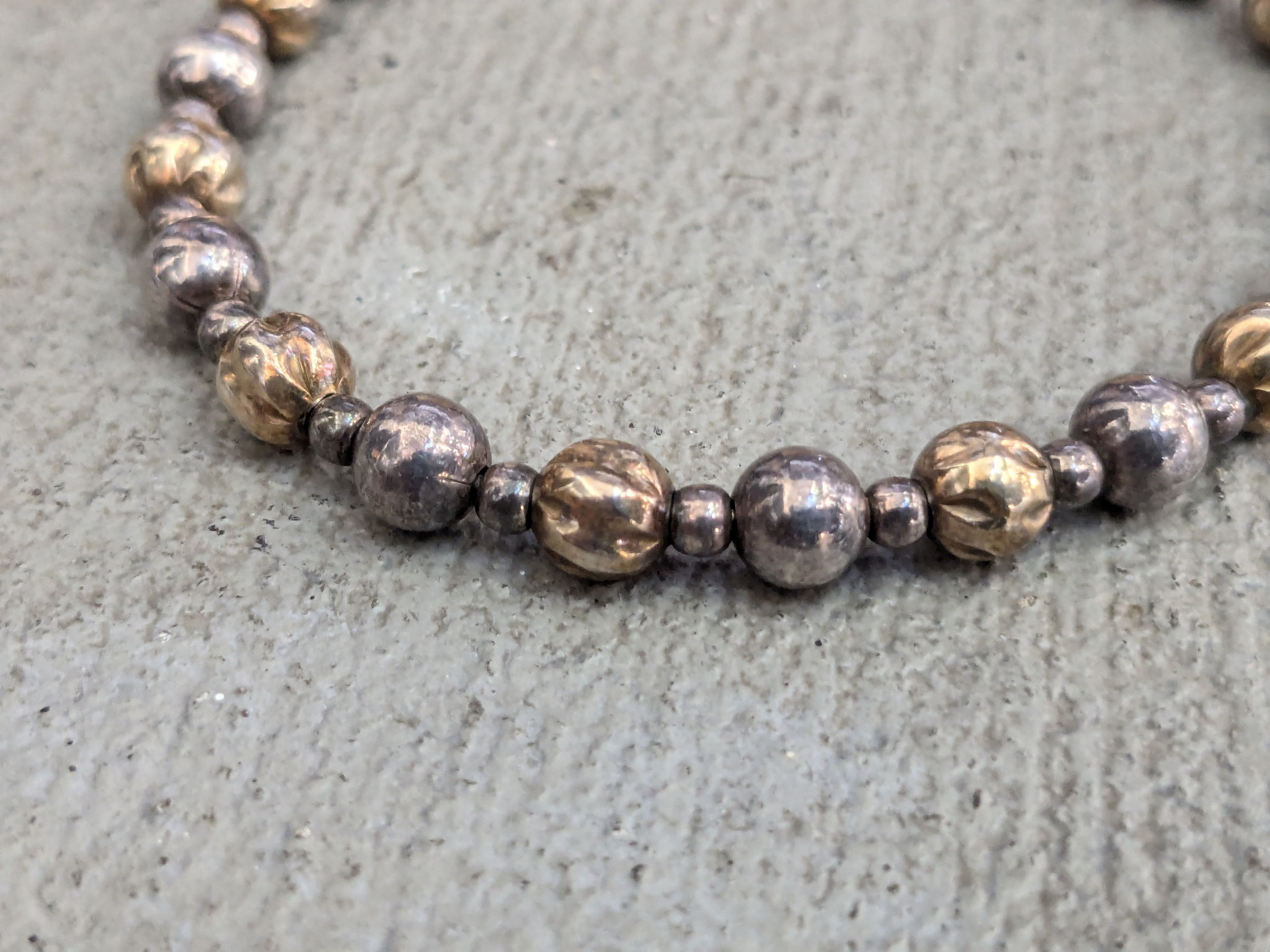 Vintage Vintage Sterling Silver Bracelet Ball Bead Two Tone Gold Size ONE SIZE - 3 Thumbnail