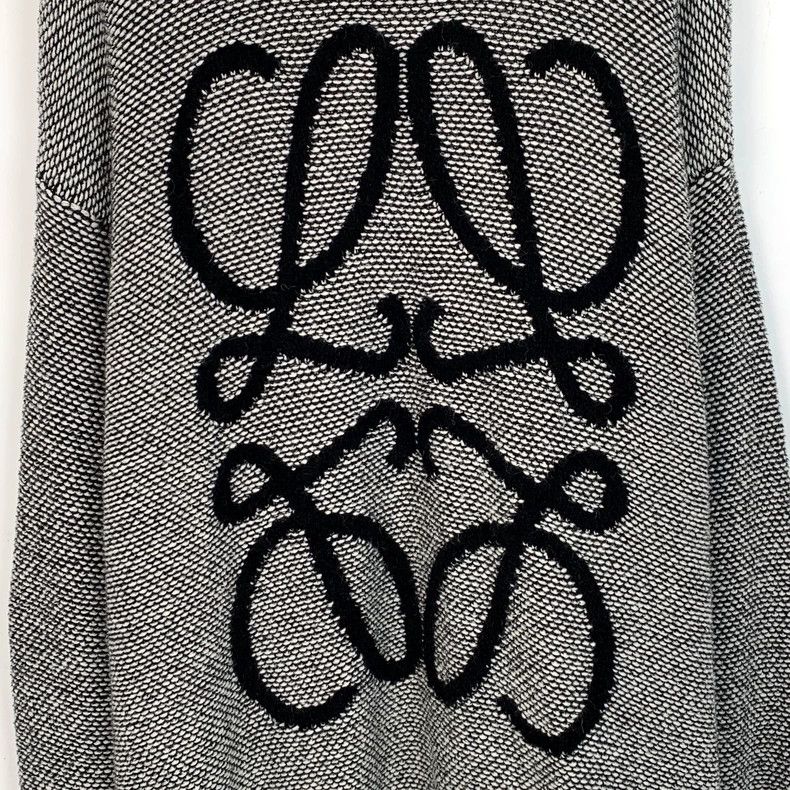 Loewe Loewe Dark grey logo embroidered alpaca wool round neck lo Size M / US 6-8 / IT 42-44 - 4 Thumbnail