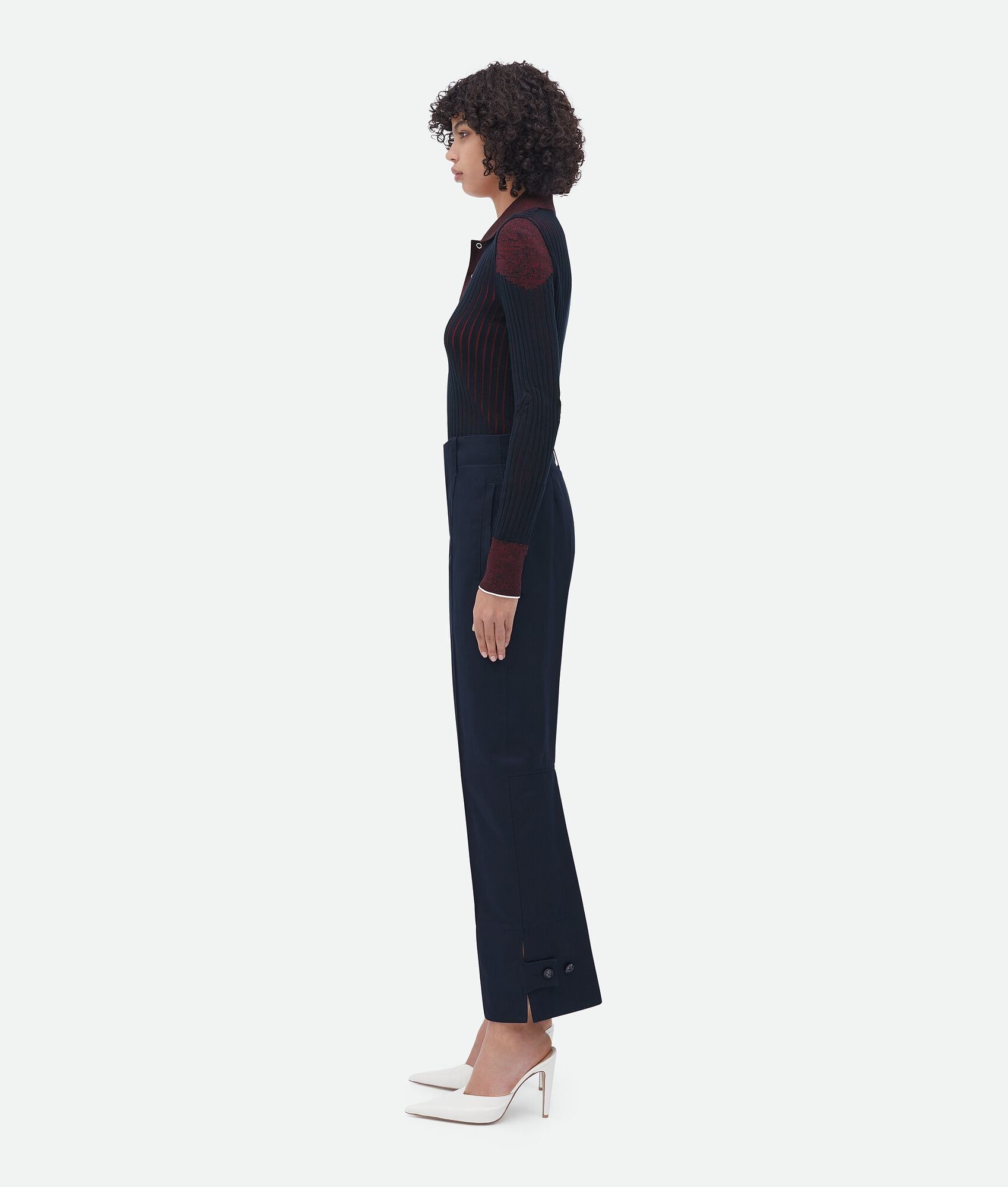 Bottega Veneta o1bcso1str0225 Slim Leg Cotton Twill Pant in Midnight Blue Size 26" / US 2 / IT 38 - 2 Thumbnail