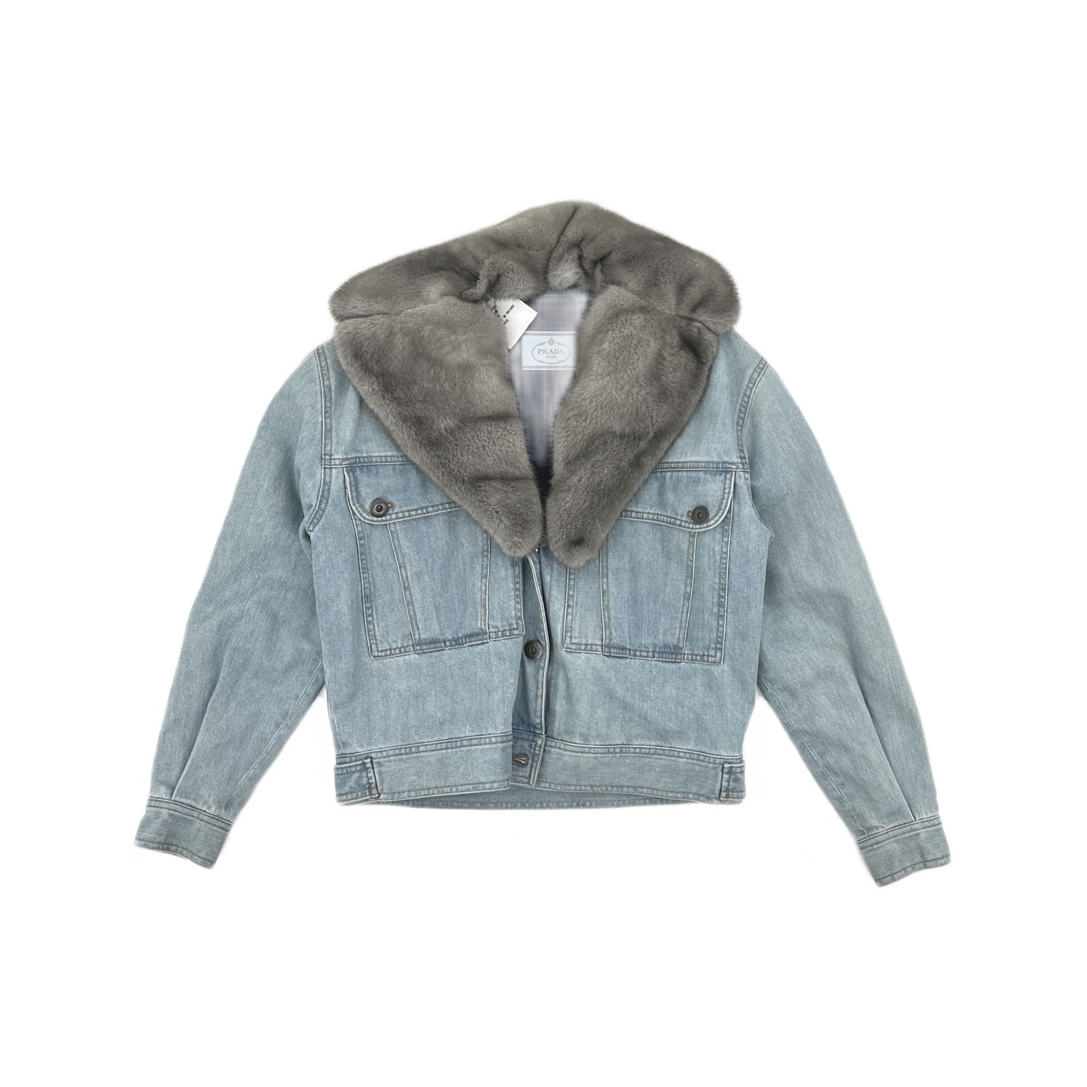 Prada Prada Mink Fur Collar Denim Jacket Size 38 Size XS / US 0-2 / IT 36-38 - 1 Thumbnail