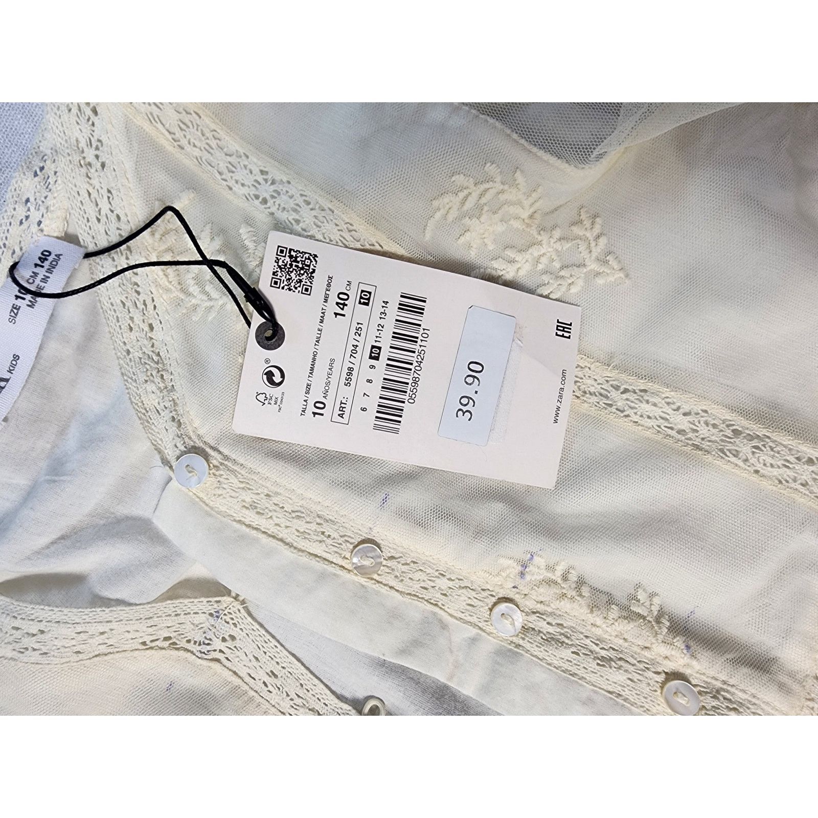 Zara NWT Zara white lace or embroidered mini-dress Size L / US 10 / IT 46 - 5 Thumbnail