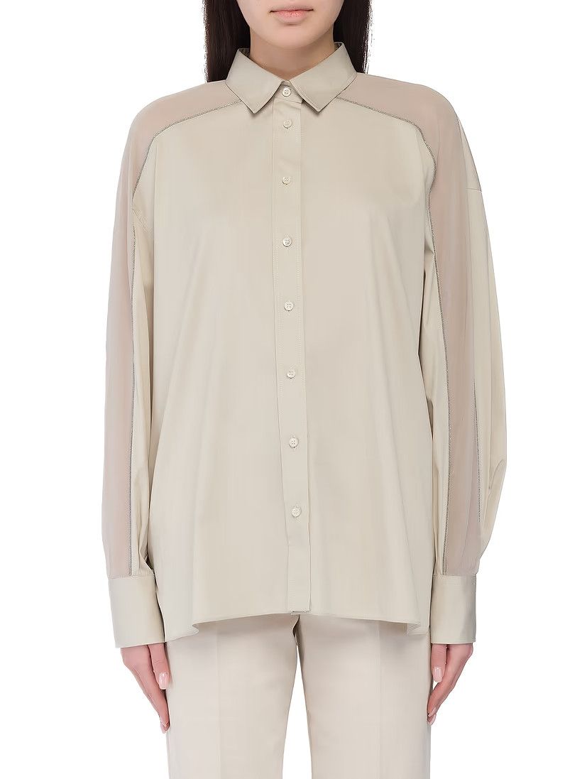 Brunello Cucinelli o1y0725 Shirt in Beige Size M / US 6-8 / IT 42-44 - 2 Thumbnail