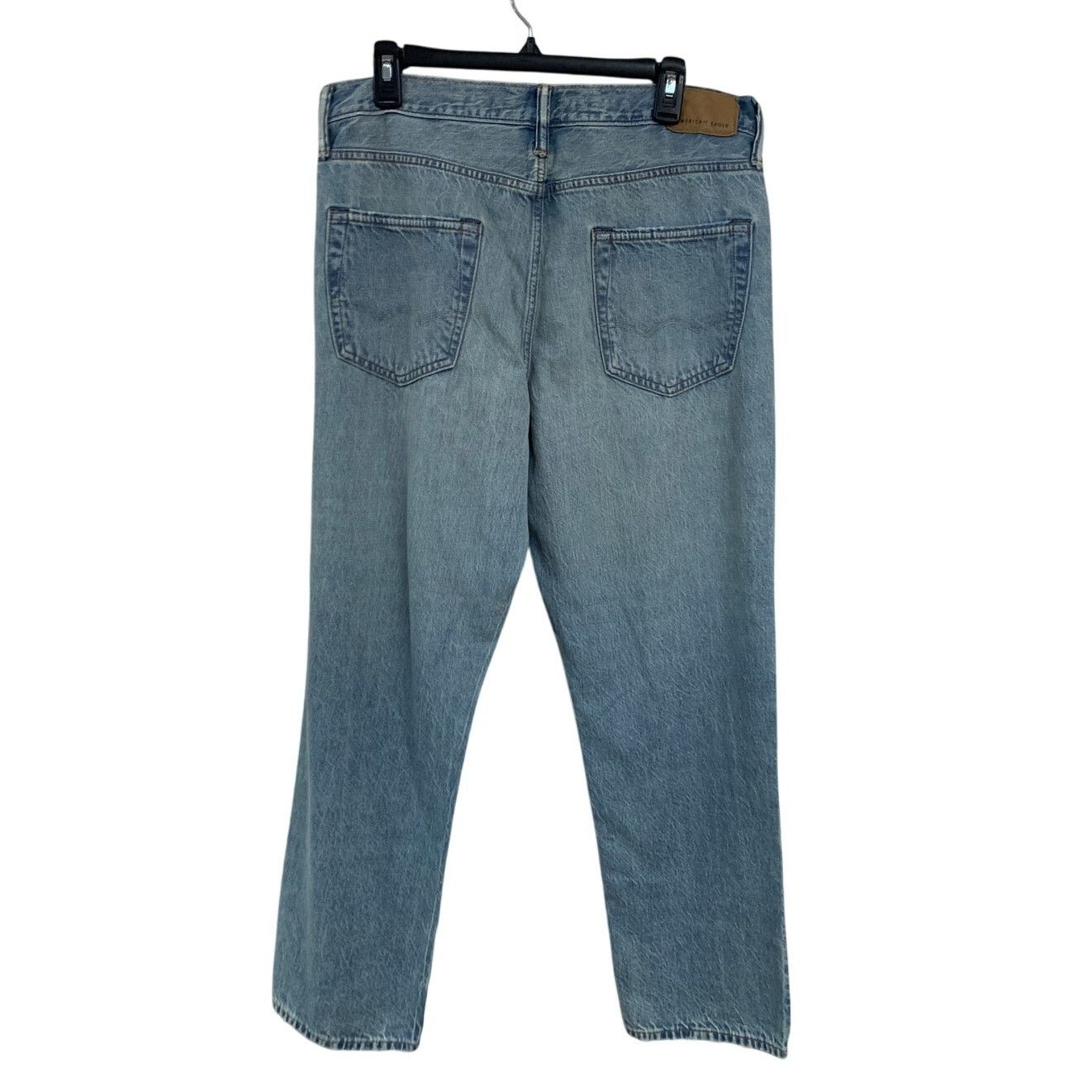 American Eagle Outfitters New AEO Mens Size 34 X 30 Loose Whiskered Denim Blue Jeans Size US 34 / EU 50 - 3 Thumbnail
