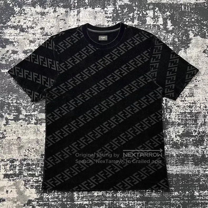 Fendi Fendi Black FF Monogram Printed Flock Short Sleeve T-Shirt Size US M / EU 48-50 / 2 - 1 Thumbnail