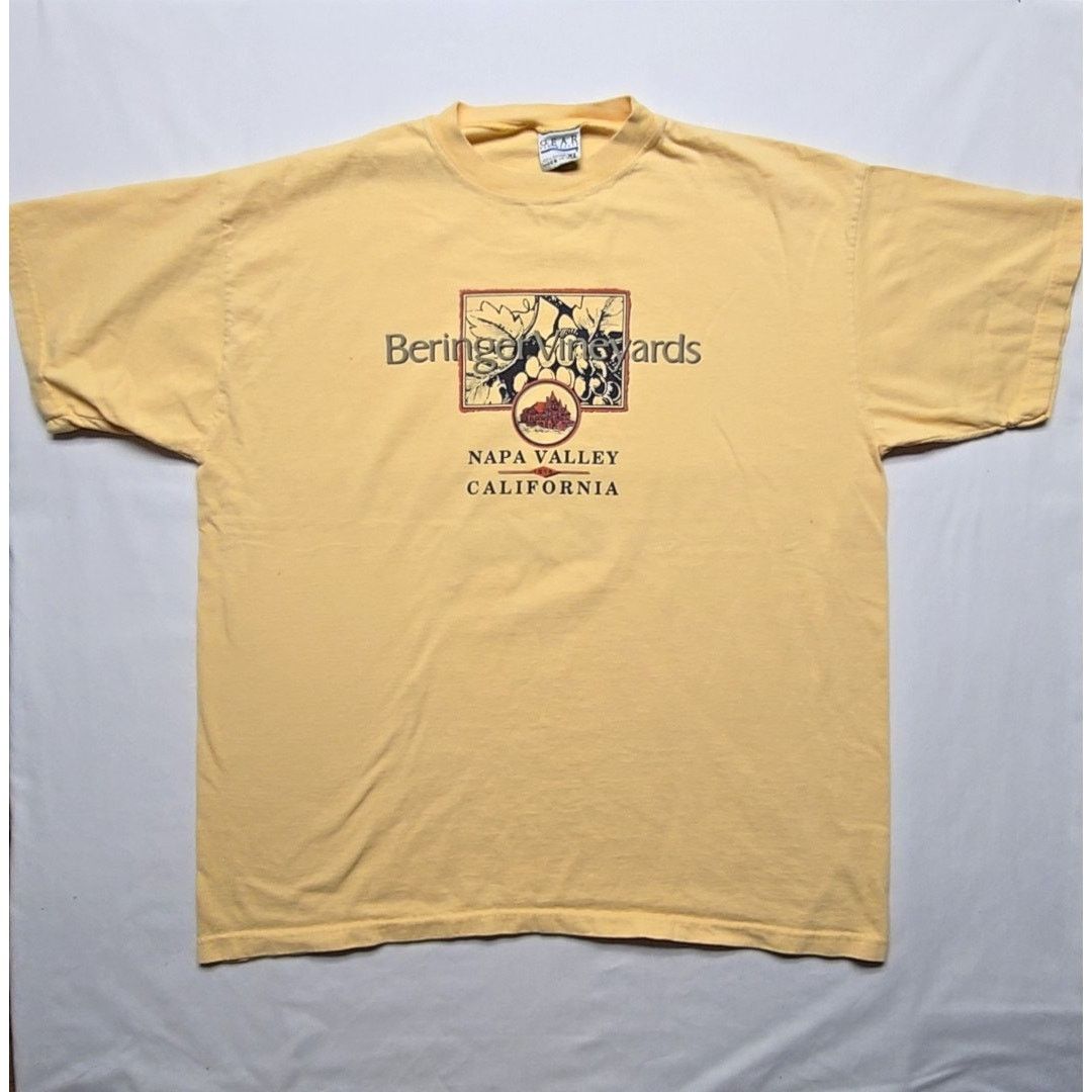 Gear for Sports Vintage Beringer Vineyards Napa Valley California Yellow Tee Size US XL / EU 56 / 4 - 1 Thumbnail