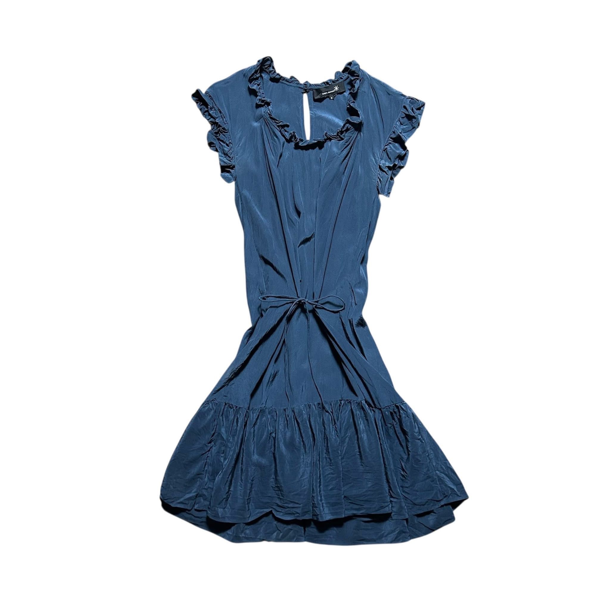 Isabel Marant ISABEL MARANT Blue Ruflee Trime Mini Dress Tie Waist Size S / US 4 / IT 40 - 3 Thumbnail