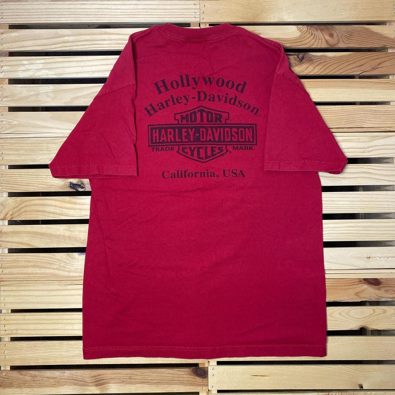 Harley Davidson Harley Davidson Hollywood, CA 2008 Red Biker Tee Size Large Size US L / EU 52-54 / 3 - 2 Thumbnail