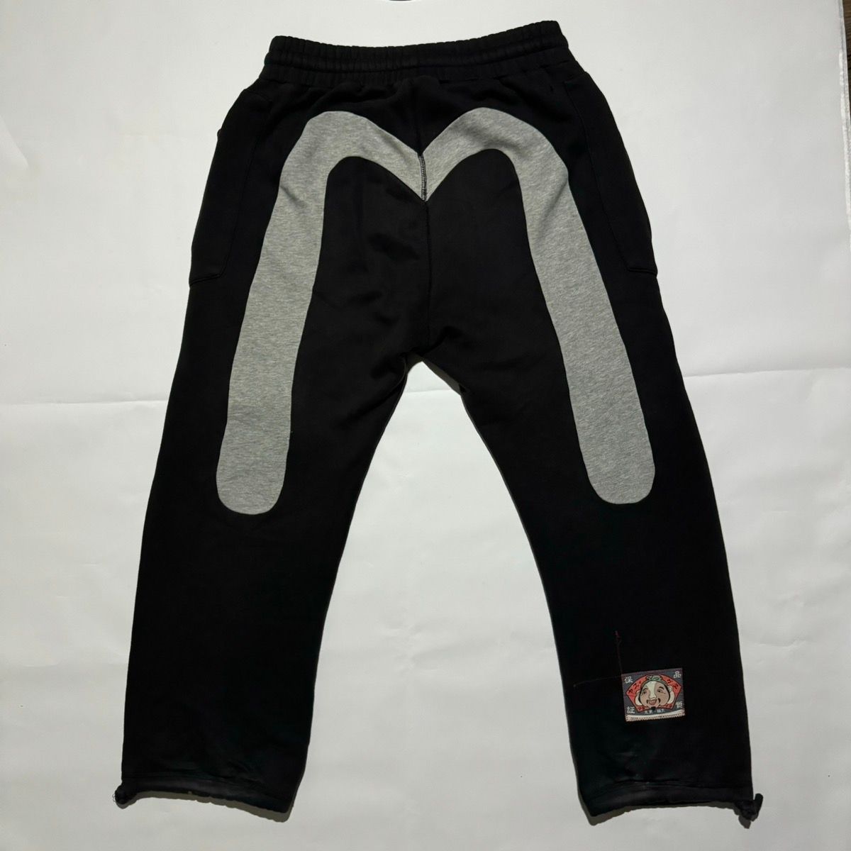 Pre-owned Evisu 00s  Vintage Sweatpants Big Logo In Black