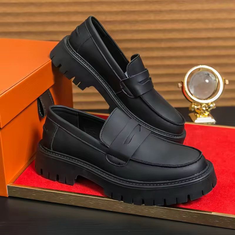 Other Casual PU Leather Solid Formal Black Boots Loafers Size US 12 / EU 45 - 2 Thumbnail