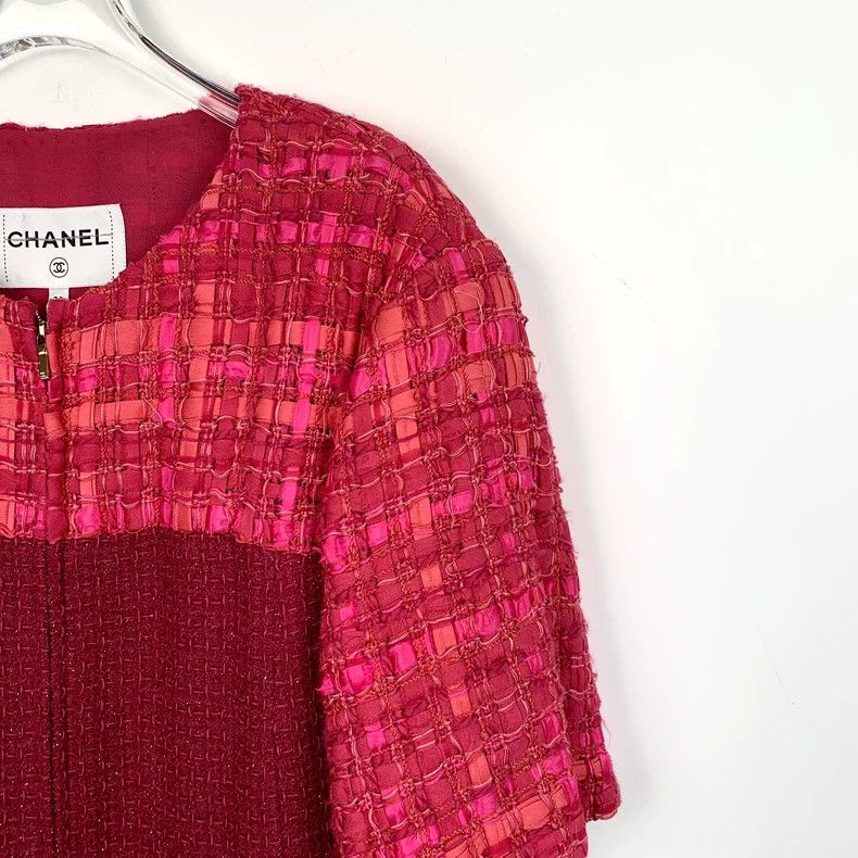 Chanel ChanelRed stitching fine glitter wool zipper tweed jacket 2 Size XS / US 0-2 / IT 36-38 - 3 Thumbnail