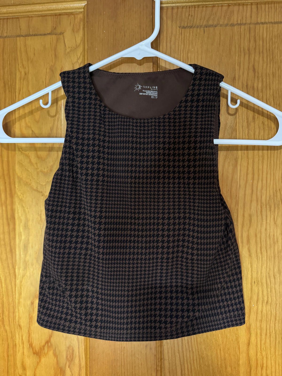Other Offline by Aerie Sleeveless Brown Houndstooth Top XS set Size ONE SIZE - 1 Thumbnail