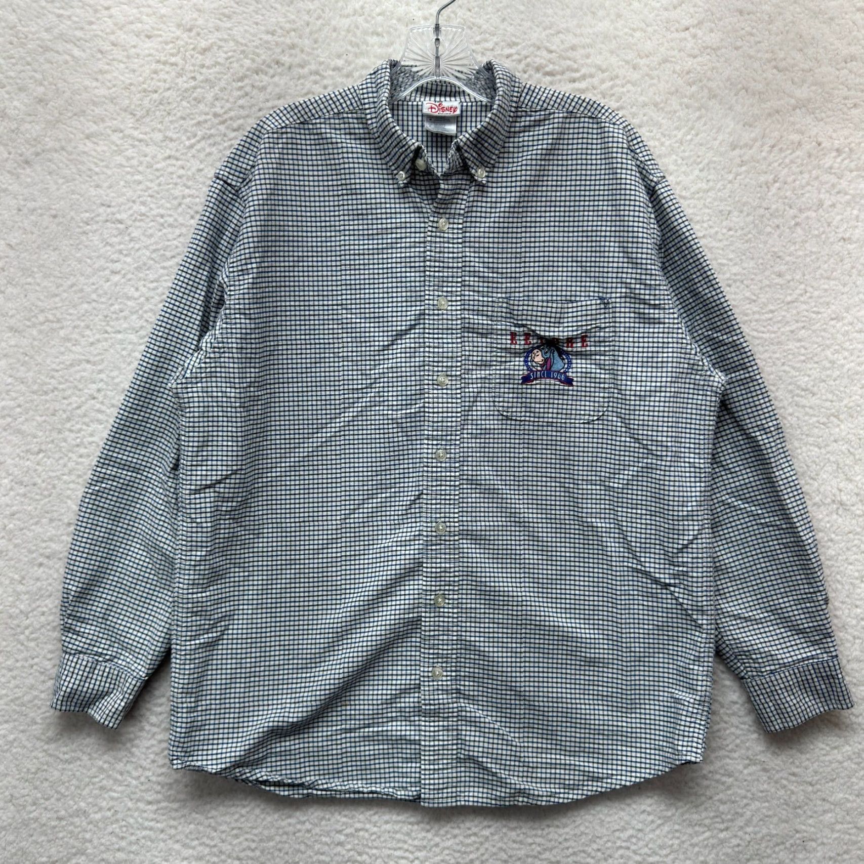 Disney VINTAGE Disney Eeyore Button Up Shirt Mens Plaid Embroidered The Disney Store Medium White Cotton 100% Button-Down Collar Mens Size US M / EU 48-50 / 2 - 2 Thumbnail