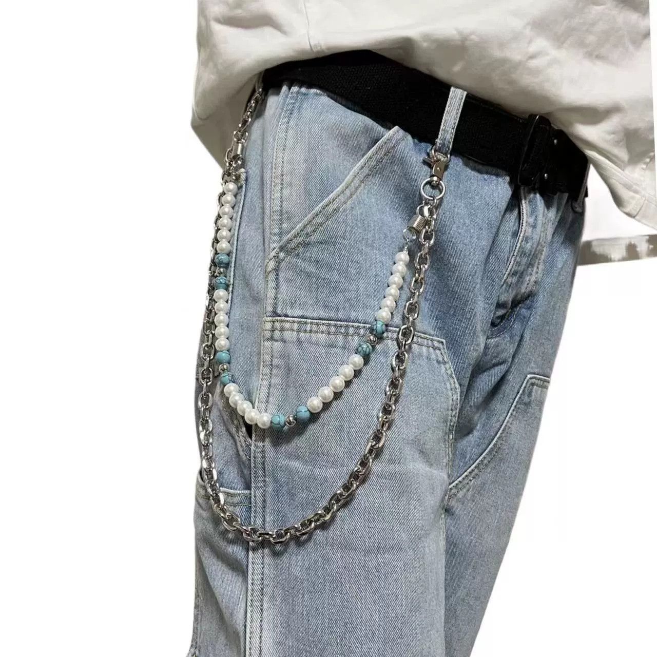 Vintage Retro hip-hop punk style jeans waist chain Size ONE SIZE - 5 Thumbnail