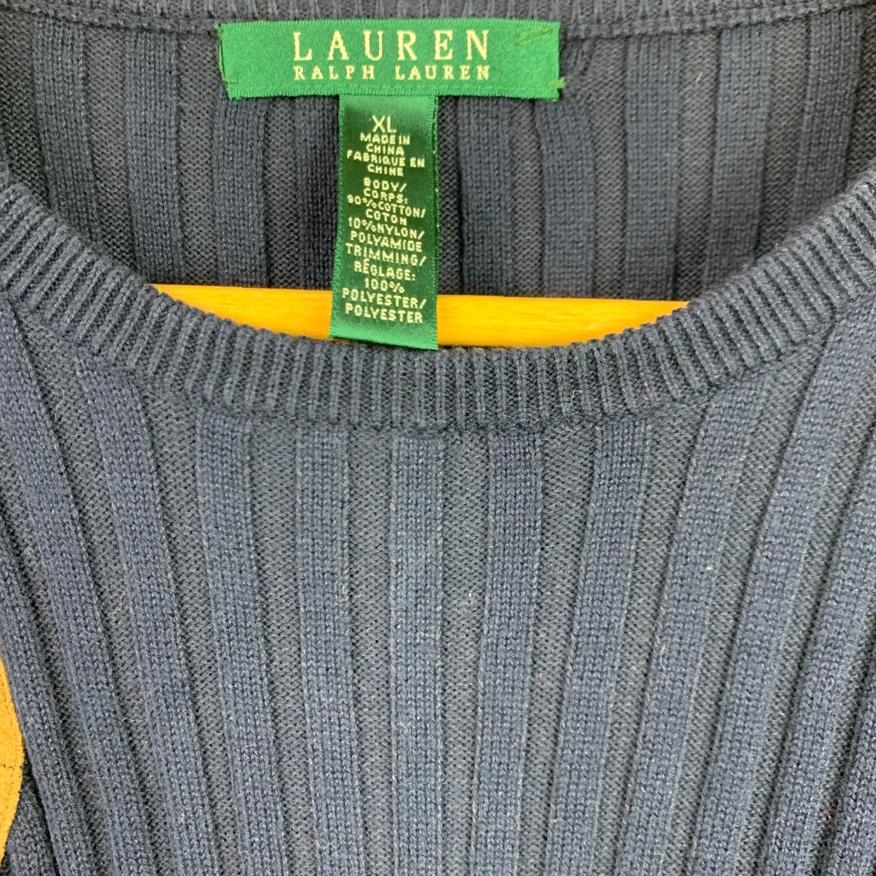 Ralph Lauren VINTAGE Lauren Ralph Lauren Ribbed Fitted Patch Navy Sweater Womens XL Size XL / US 12-14 / IT 48-50 - 3 Thumbnail