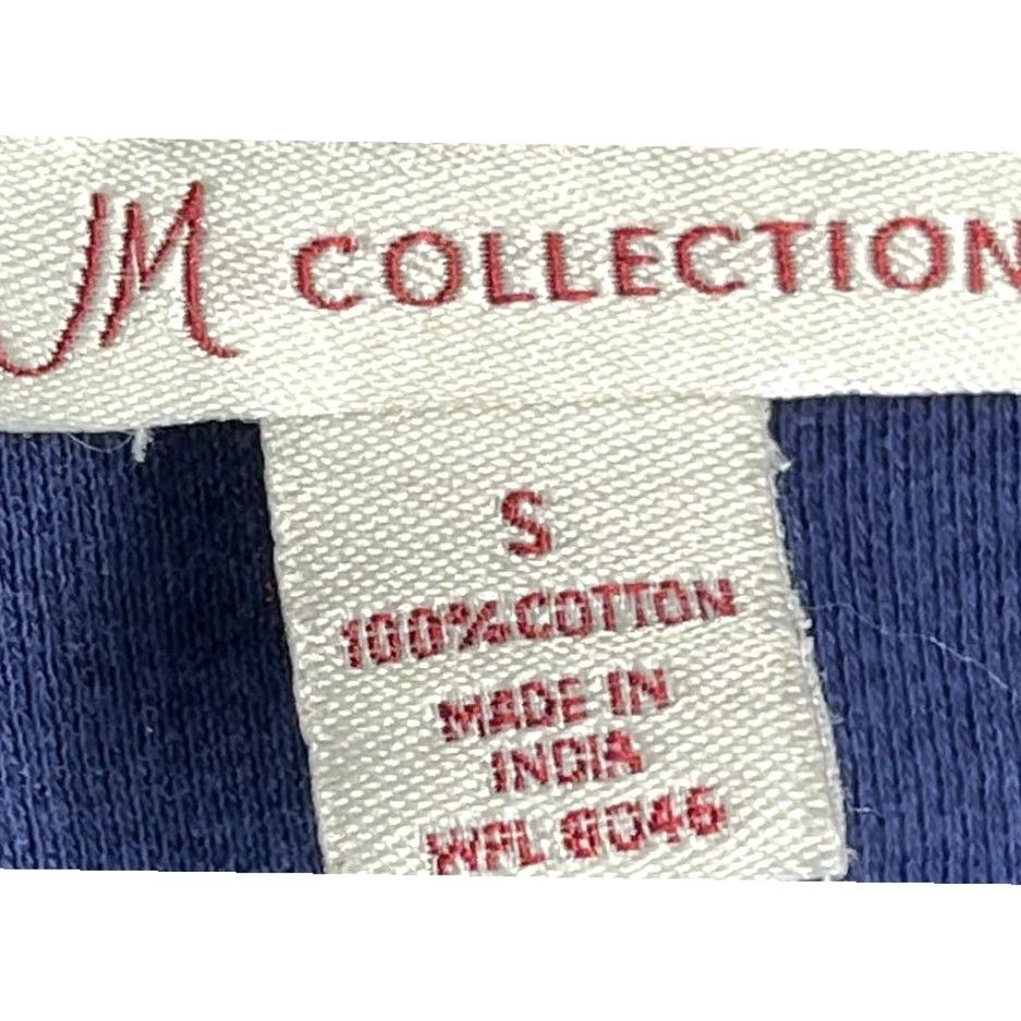 JM Collection JM Collection Shirt Women S Blue Embroidered Short Sleeve Cotton Scoop Neck Boho Casual Vintage No Size S / US 4 / IT 40 - 3 Thumbnail