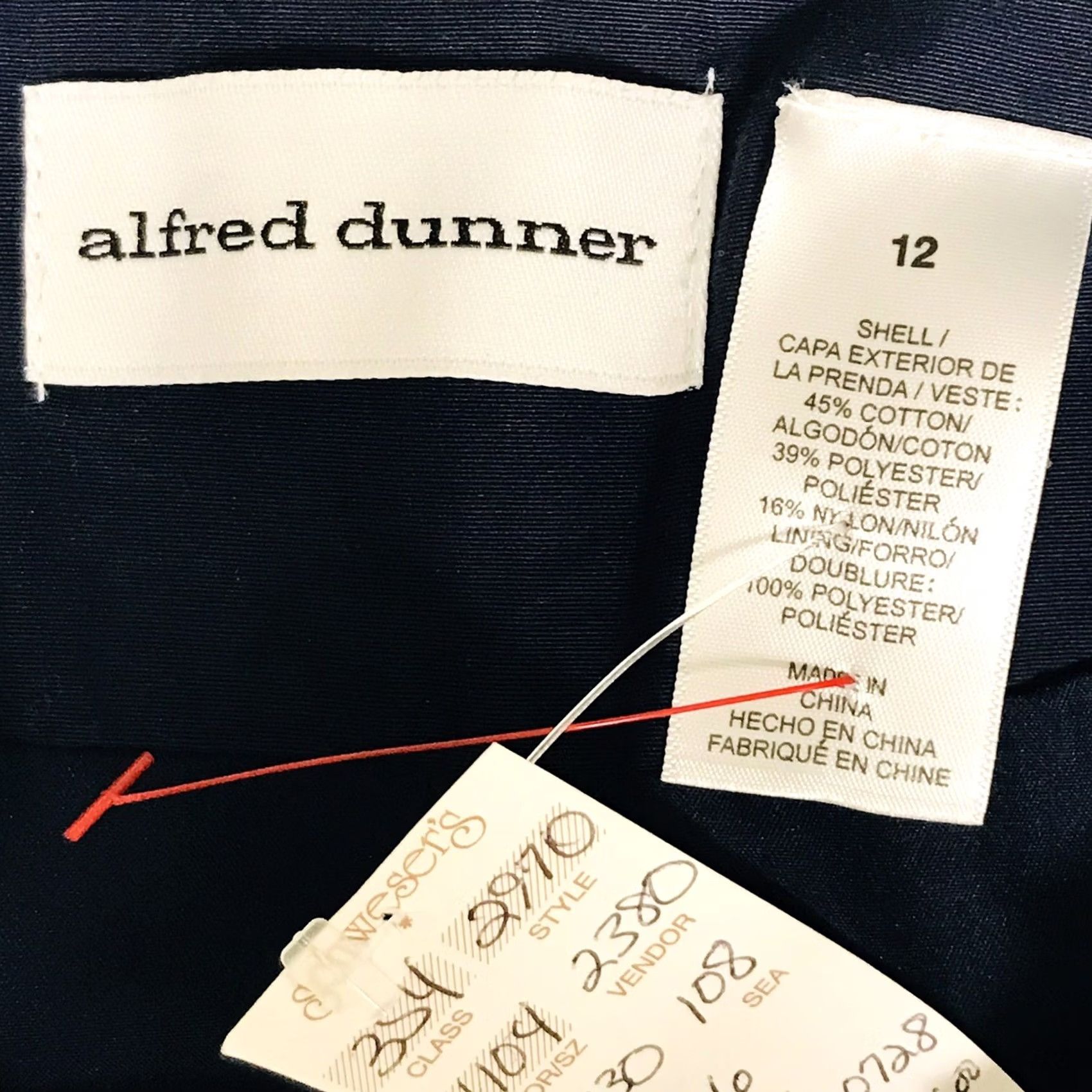 Vintage Alfred Dunner Women Trench Coat Jacket Dark Blue/Green Full Zip Hook Clasp L 12 Size XL / US 12-14 / IT 48-50 - 2 Thumbnail