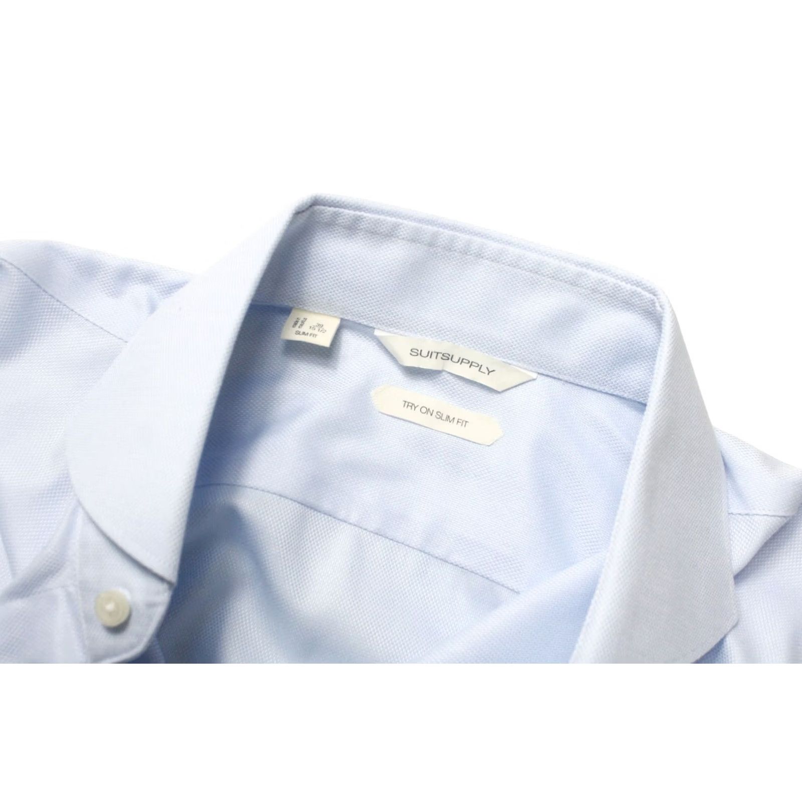 Suitsupply SUITSUPPLY Slim Fit Formal Shirt Men's 39 Button Up Cotton Blue Size 40R - 4 Thumbnail