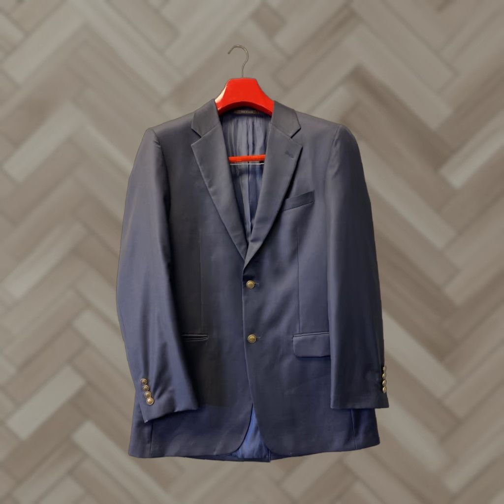 Tasso Elba VINTAGE Tasso Elba Blazer Jacket Men 40L Wool Navy Blue Gold / 156-17 Mens Blazer, Two-Button, Regular Length Size 40L - 1 Thumbnail