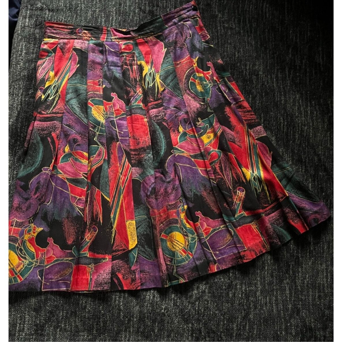 Vintage Vtg 90s Michael Taylor Purple Black Gold Midi Skirt Small Size 30" / US 8 / IT 44 - 1 Thumbnail