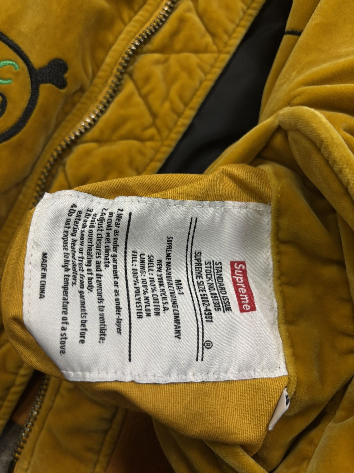 Supreme Supreme x Clayton Patterson Skulls Velvet MA-1 Jacket Size US L / EU 52-54 / 3 - 10 Thumbnail