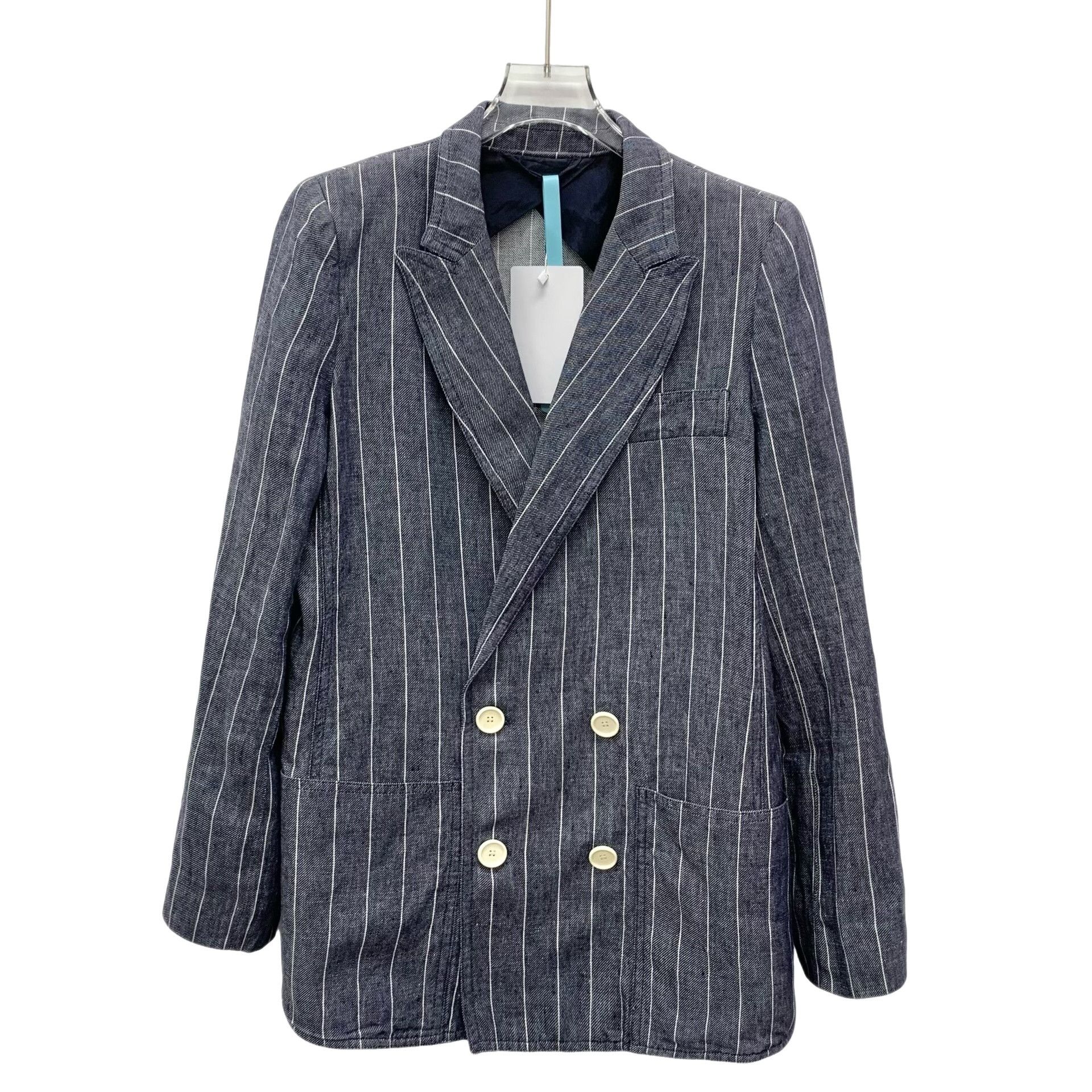 Max Mara MaxMara Striped Linen Double-Breasted Blazer IT 42 Size M / US 6-8 / IT 42-44 - 1 Thumbnail