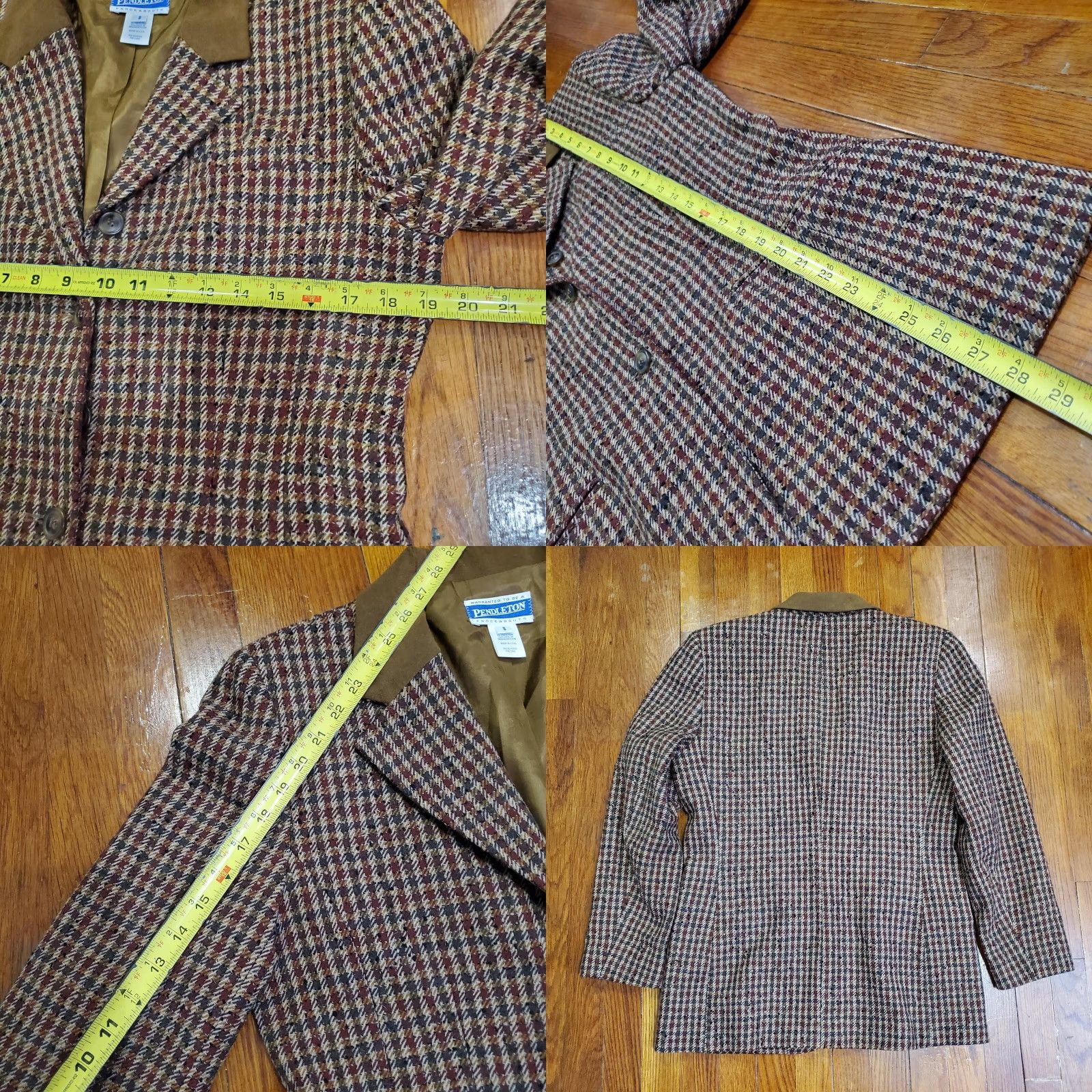 Pendleton VINTAGE Pendleton Blazer Womens 8 Brown Houndstooth Wool Knockabouts USA 90s Size M / US 6-8 / IT 42-44 - 8 Thumbnail
