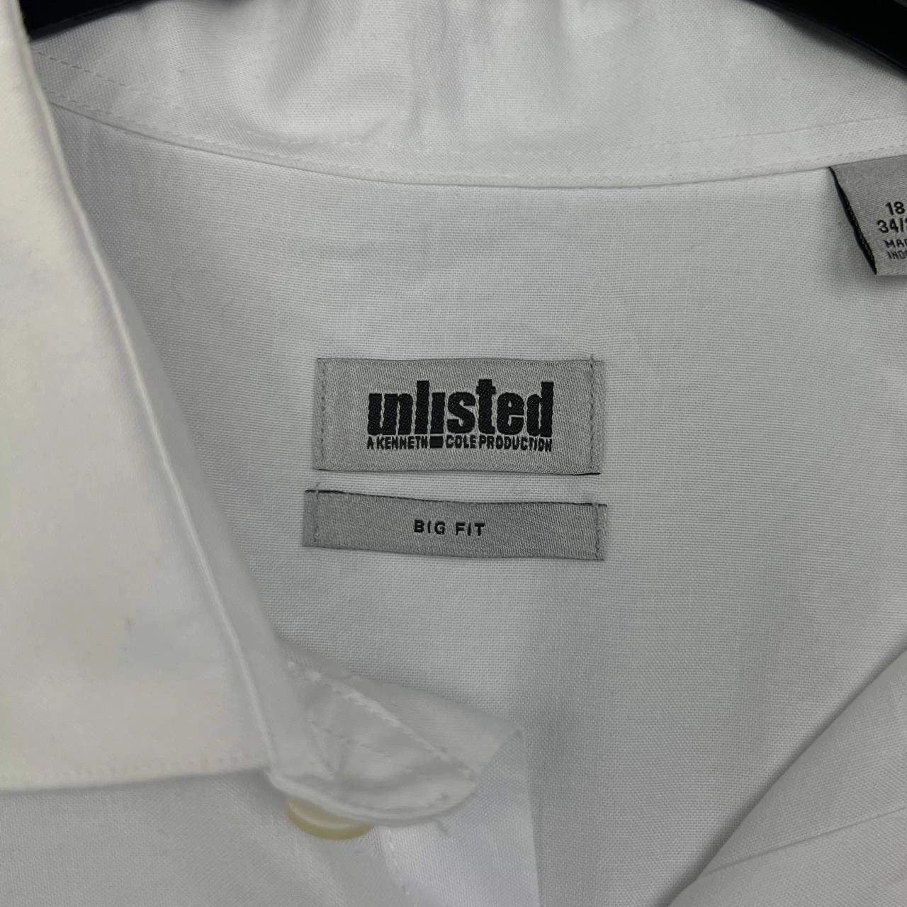 Kenneth Cole Unlisted Button Up Shirt Men 18 34/35 White Big Fit Collared Size US XXL / EU 58 / 5 - 7 Thumbnail