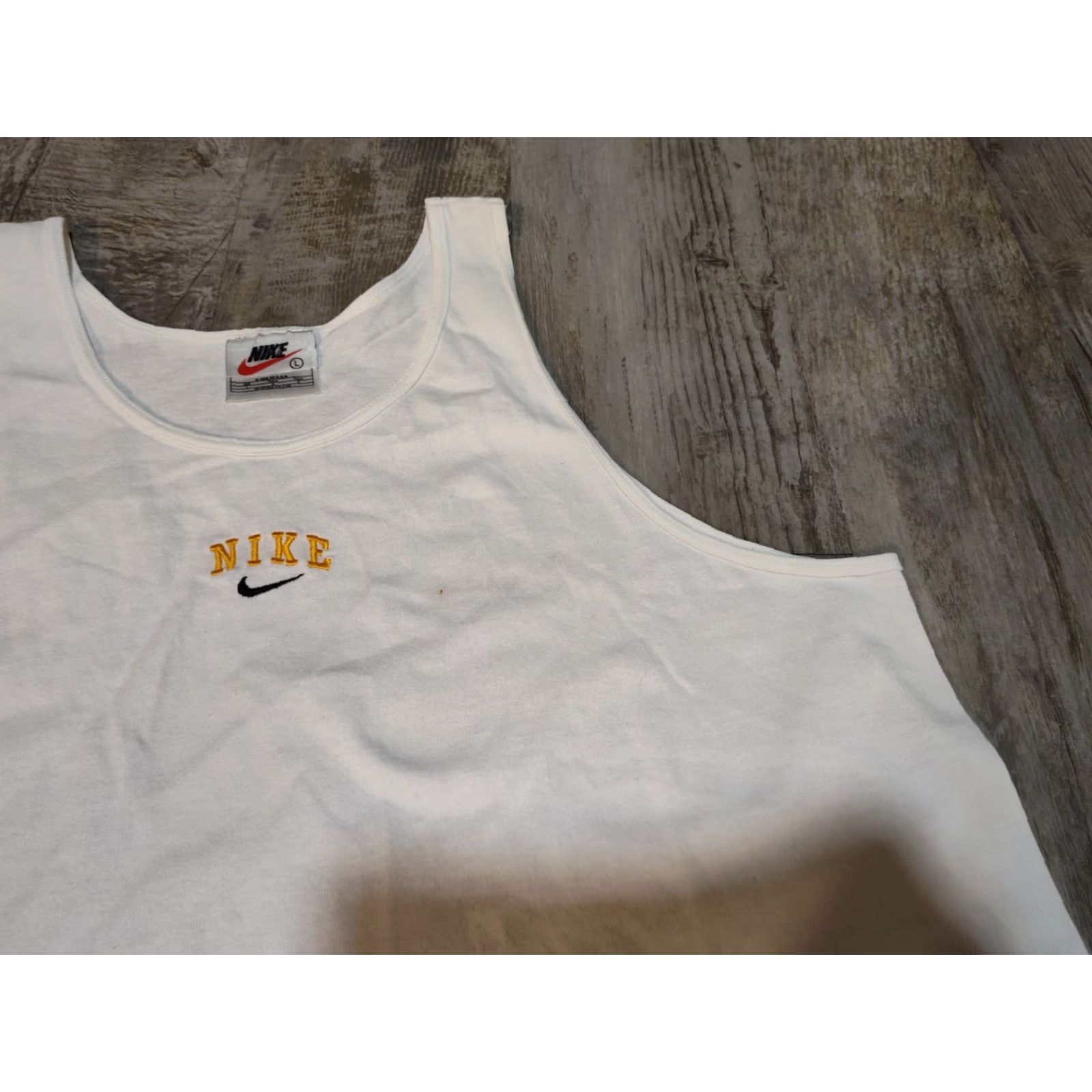 Nike VINTAGE Nike T-Shirt Center Swoosh Tank Unisex Adults L White 90s USA Made Mens Womens Size L / US 10 / IT 46 - 5 Thumbnail
