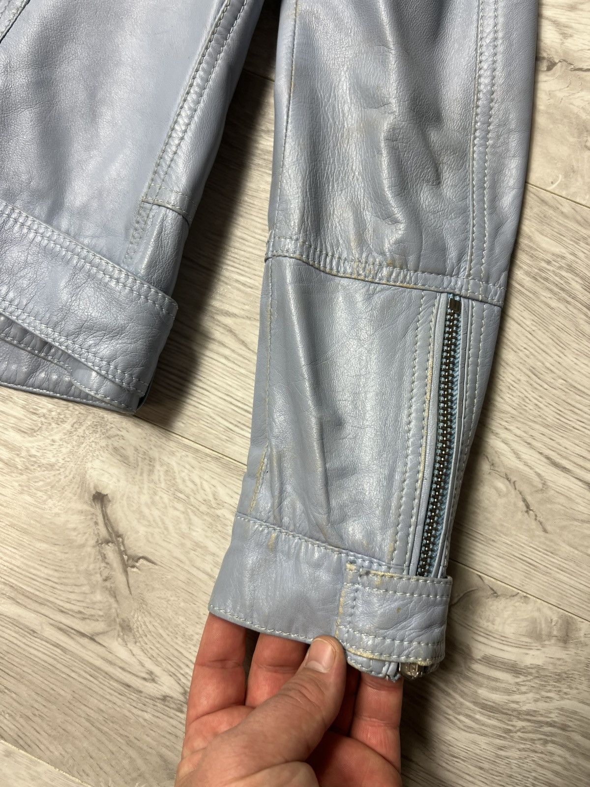 Dolce & Gabbana × Vintage Rare Dolce Gabbana Blue Leather Biker Jacket Size 44 Size M / US 6-8 / IT 42-44 - 20 Thumbnail