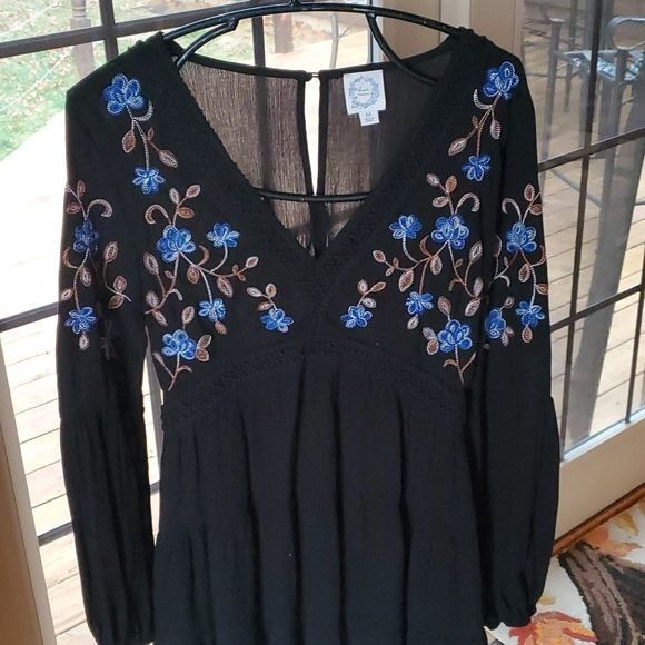 Other Blue Rain (Franchesca) Embroidered Long Slv Accented Black L Size M / US 6-8 / IT 42-44 - 2 Thumbnail