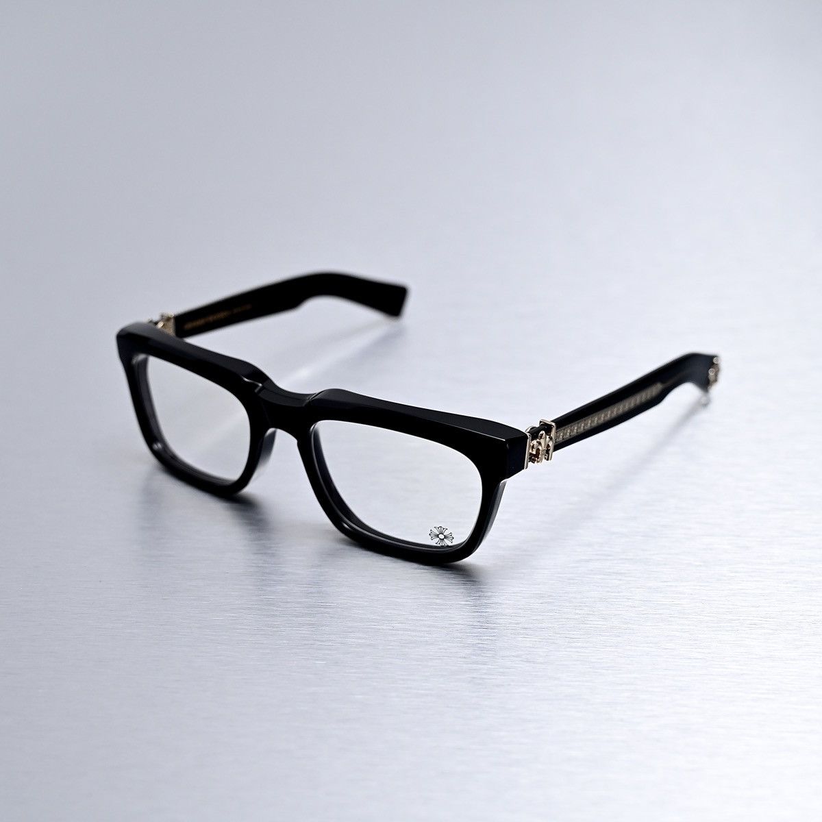 Pre-owned Chrome Hearts See You In Tea Glasses In Black/gold Plated