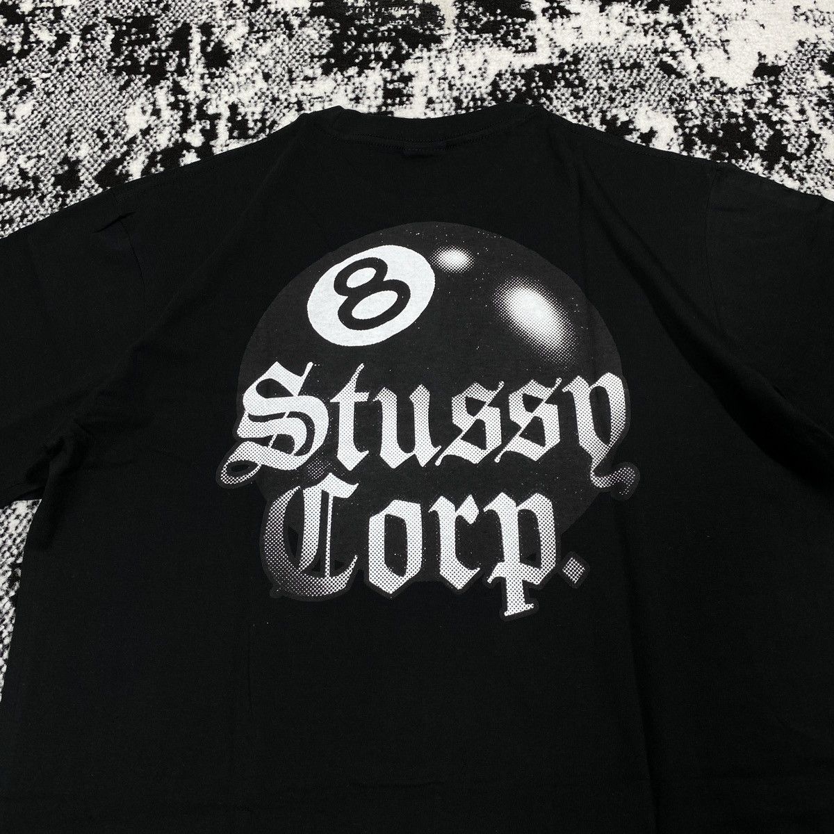 Stussy × Vintage STUSSY 8 BALL CORP TEE IN BLACK Size US L / EU 52-54 / 3 - 2 Thumbnail