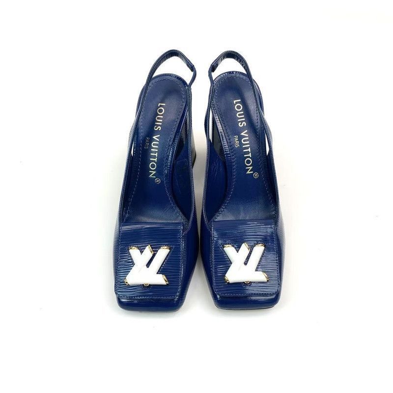 Louis Vuitton Louis Vuitton Blue Logo High Heels for Women -2505 Size US 6 / IT 36 - 2 Thumbnail