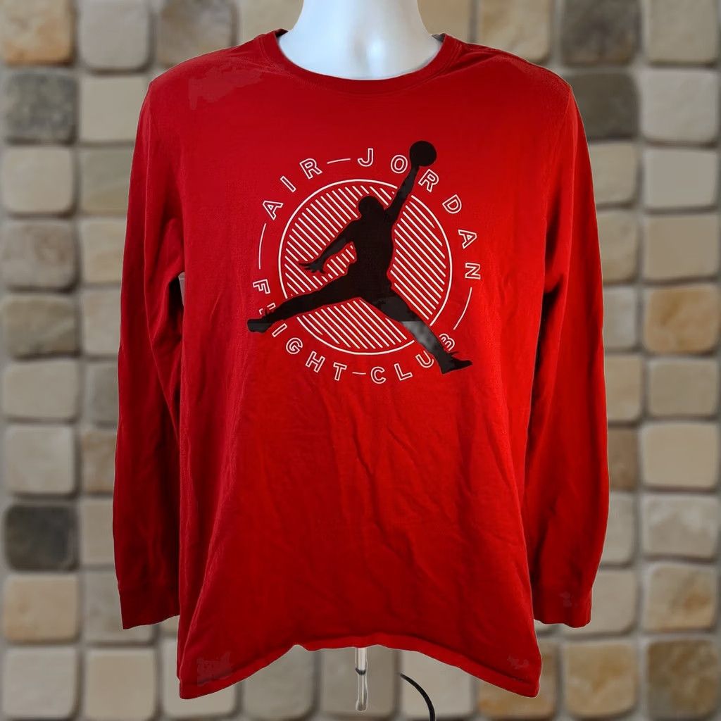 Jordan Brand VINTAGE Air Jordan Flight Club Long Sleeve Shirt Men Large Red Jump Man Crew Neck Size US L / EU 52-54 / 3 - 1 Thumbnail