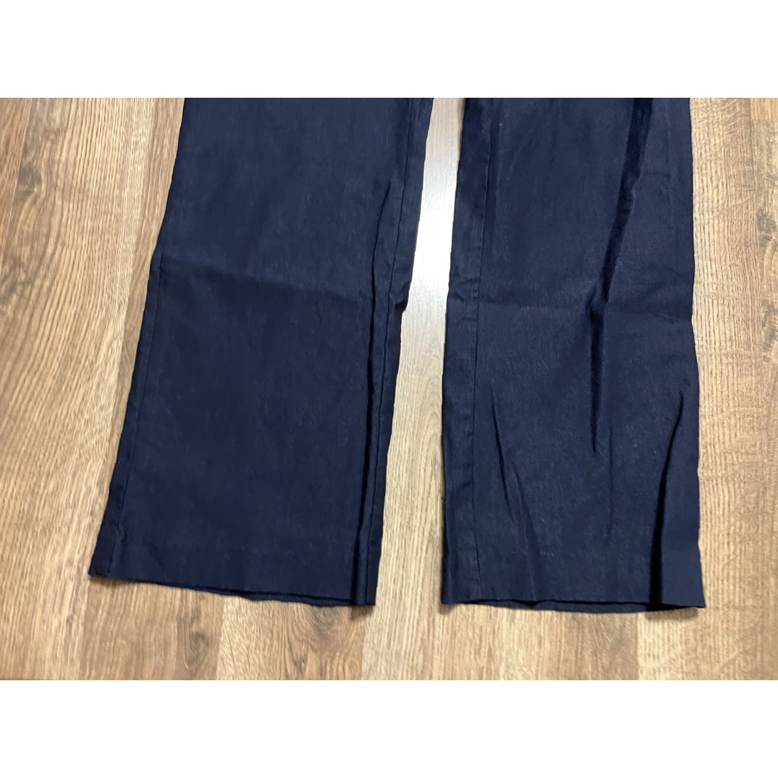 Vintage One Pants Women's Medium Navy Blue Pull on Button Fly Flared Pants Casual Regular Inseam 30" Size M Blue Womens Size 32" / US 10 / IT 46 - 3 Thumbnail