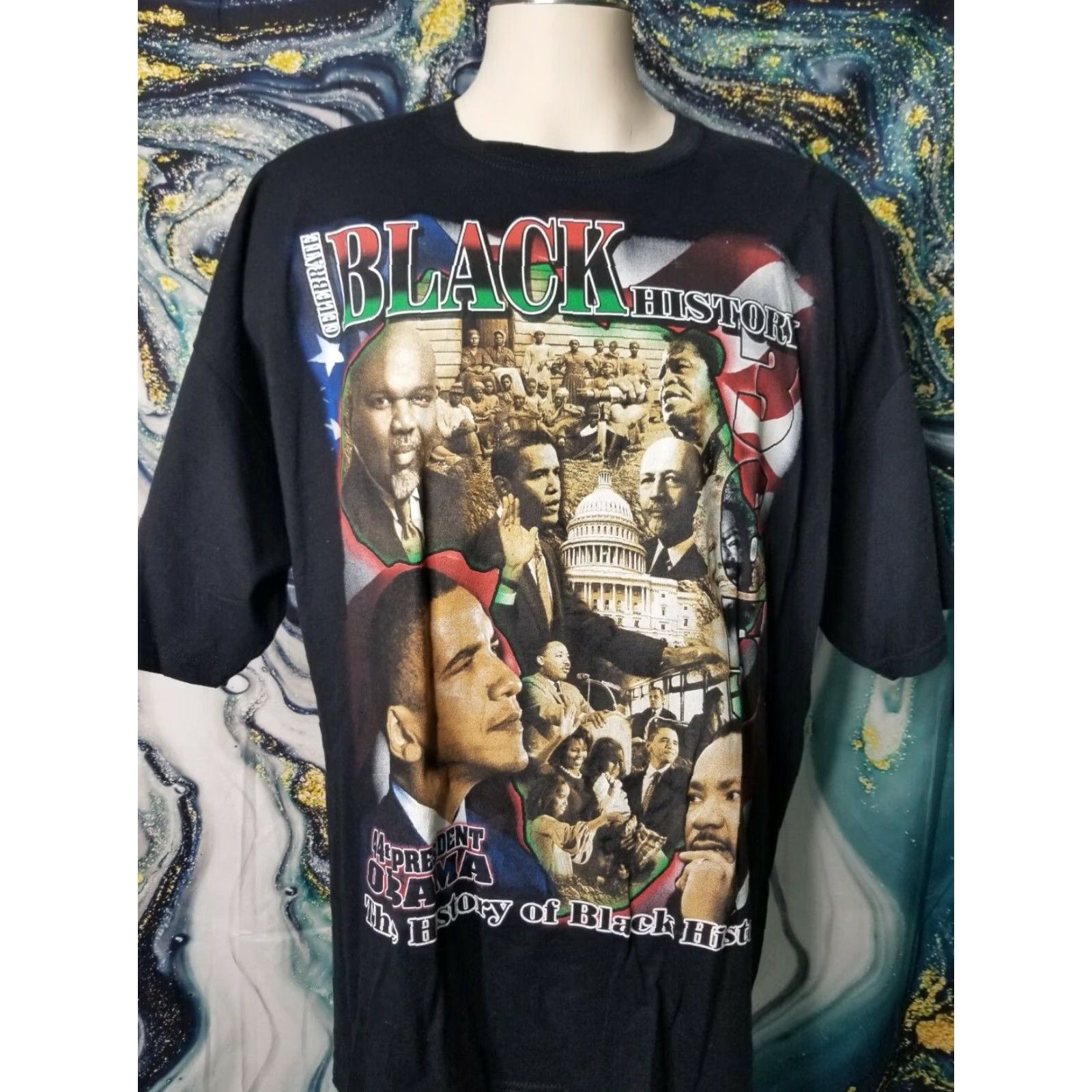 Gildan Mens 2XL Black History Month 365 Rap Tees Double Sided T Shirt Obama MLK Malcom Shirt Men Black History Month Rap Tees Double Sided T Shirt 2XL Mens Size US XXL / EU 58 / 5 - 2 Thumbnail