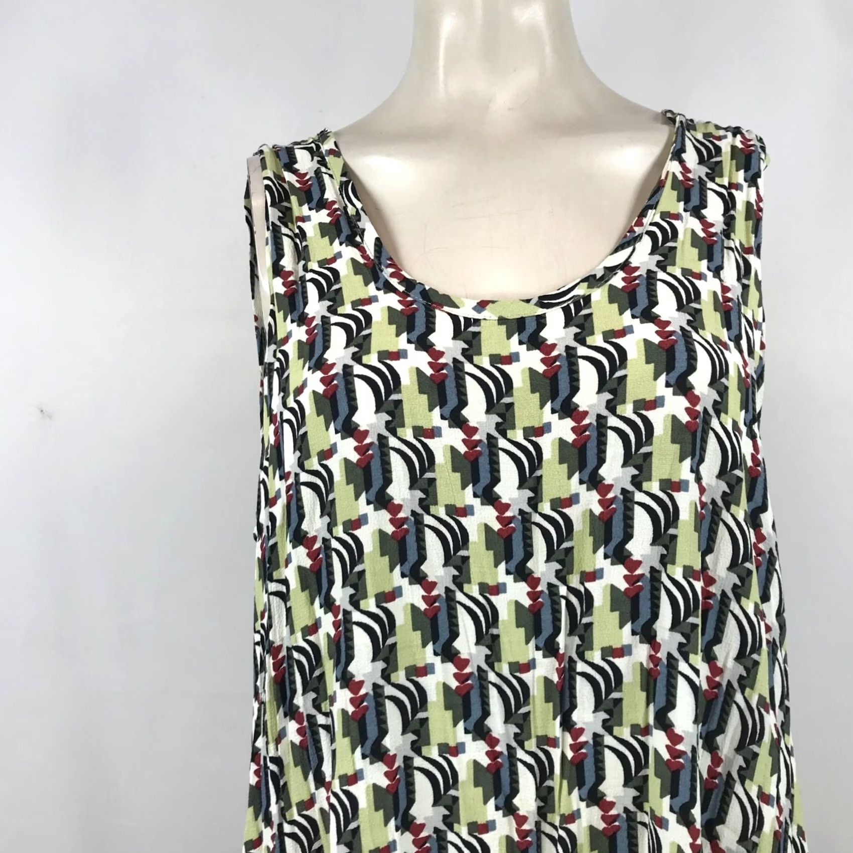 FLAX FLAX Women's M Green Sleeveless Round Neck Maxi Dress 100% Rayon Size M / US 6-8 / IT 42-44 - 2 Thumbnail