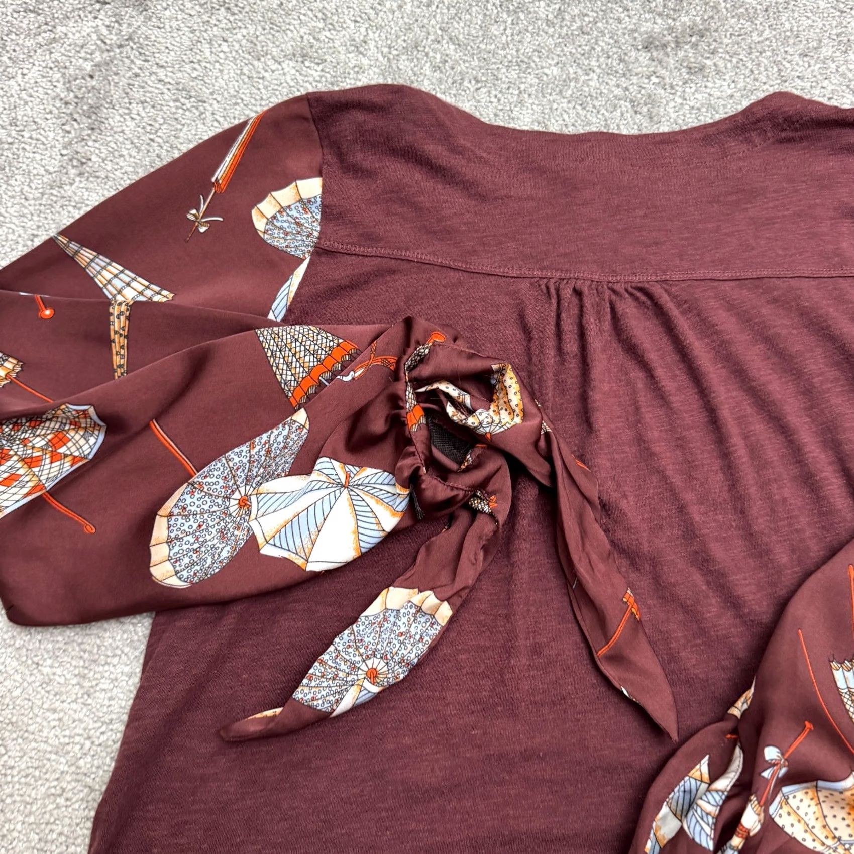 Anthropologie Akemi + Kin Anthropologie Blouse XS Red Maybelle Tied Balloon Sleeve Top Womens Size XS / US 0-2 / IT 36-38 - 3 Thumbnail