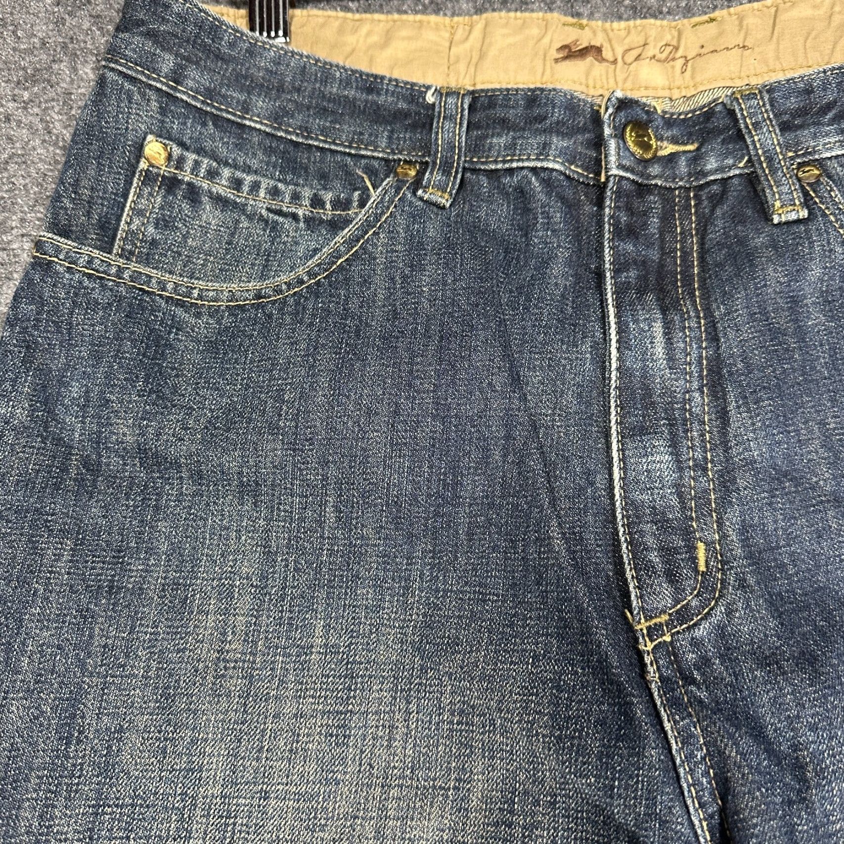 Logo 7 a.Tiziano Jeans Mens 34 Cotton Straight Leg Pockets Logo Zip Fly Blue Denim Jeans Straight Fit Mens 34-inch Inseam 5-Pocket Zipper Logo Modern Grunge Size US 34 / EU 50 - 4 Thumbnail
