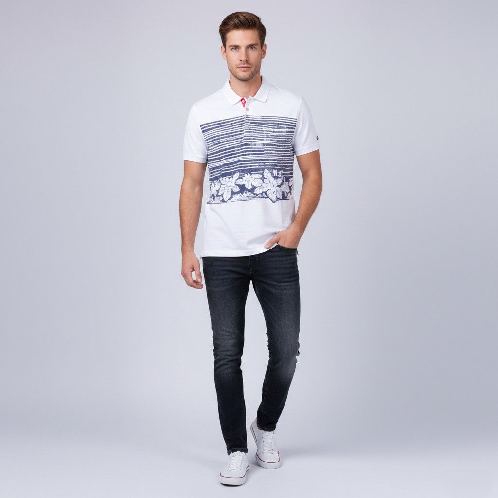 Nautica Nautica Jeans Co. Mens L Polo Shirt White Cotton 11128 Size US L / EU 52-54 / 3 - 1 Thumbnail