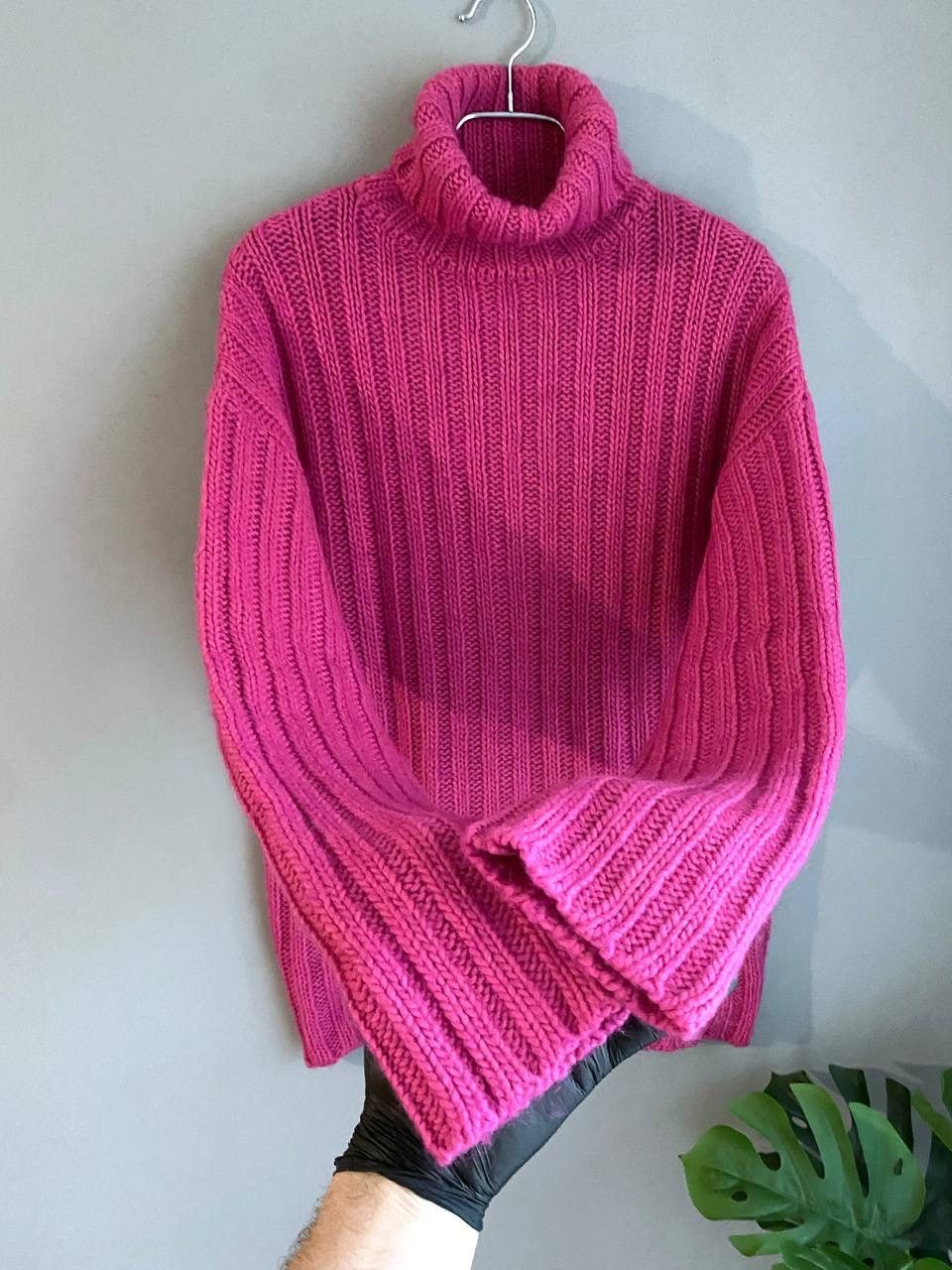 Our Legacy Men's Large Rib Turtleneck Pink Knit Sweater, L