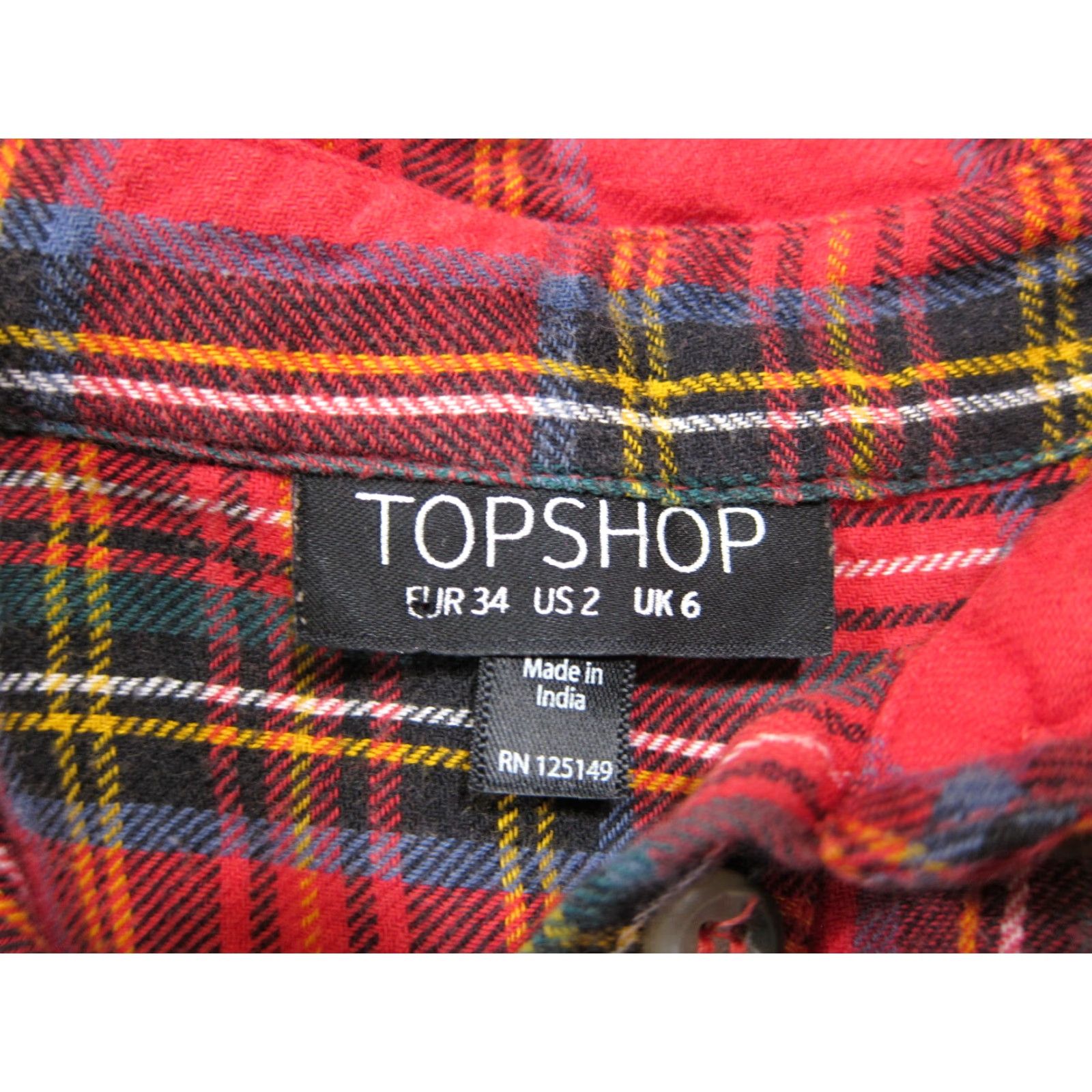 Topshop Topshop Cotton Red White Green Button Down Long Sleeve Shirt Blouse Women 2 Size XS / US 0-2 / IT 36-38 - 3 Thumbnail