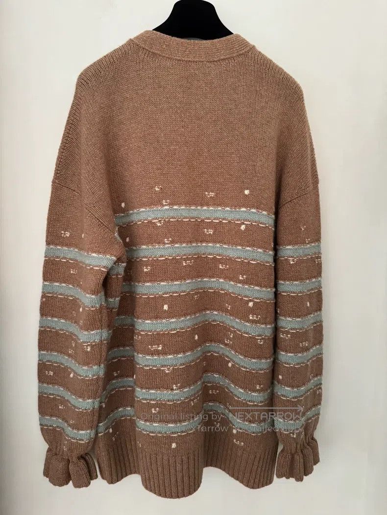 Chanel Chanel Autumn and Winter Maillard Brown V-neck Striped Seq Size XS / US 0-2 / IT 36-38 - 2 Thumbnail