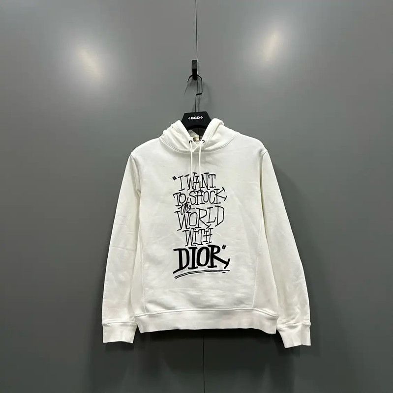 Dior Dior White Logo Women's Cropped Hoodie 0089 Size XS / US 0-2 / IT 36-38 - 1 Thumbnail