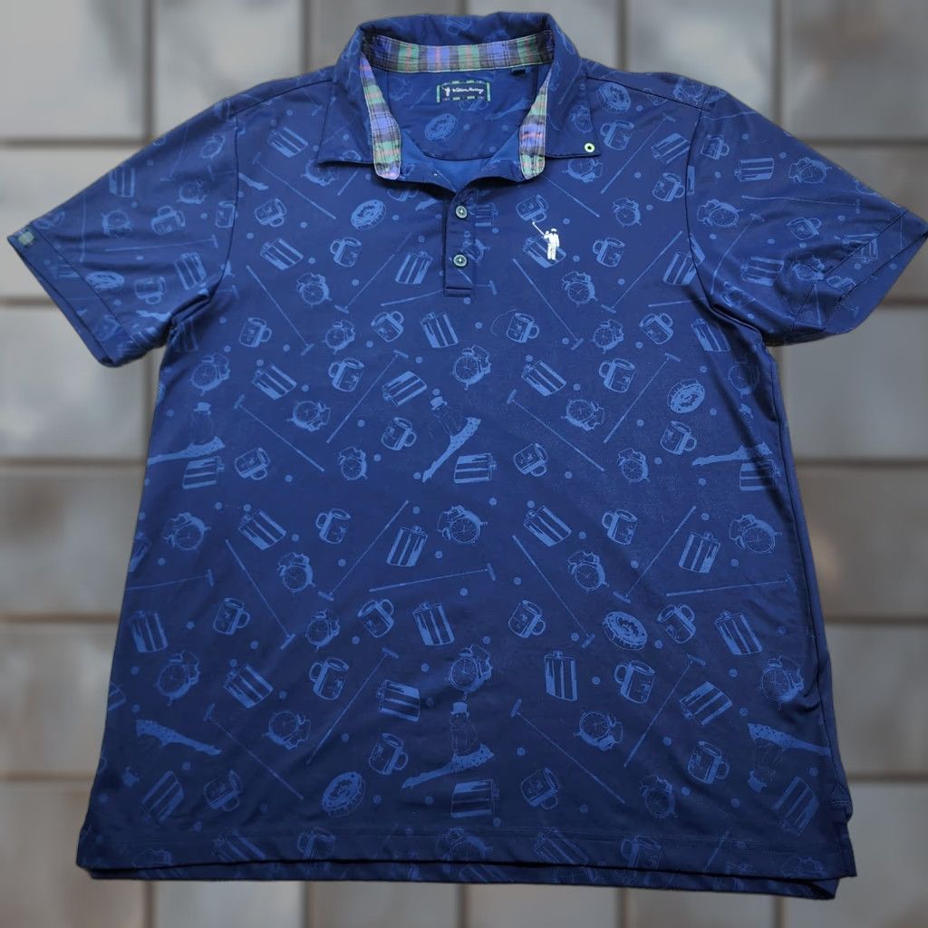 Vintage William Murray Polo Shirt Mens Large Golf Cocktails Food Print Performance Shirt Size US L / EU 52-54 / 3 - 1 Thumbnail
